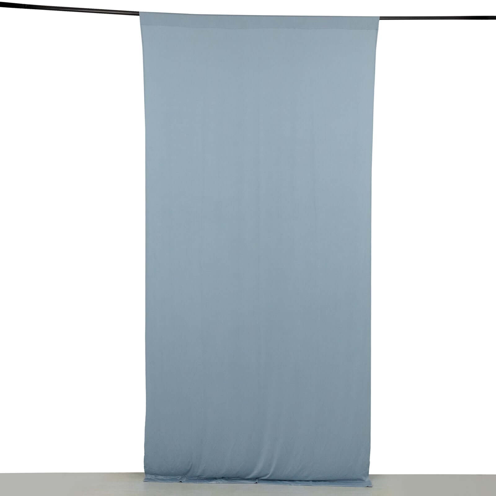 Dusty Blue 4-Way Stretch Spandex Event Curtain Drapes, Wrinkle Free Backdrop Event Panel with Rod Pockets - 5ftx10ft