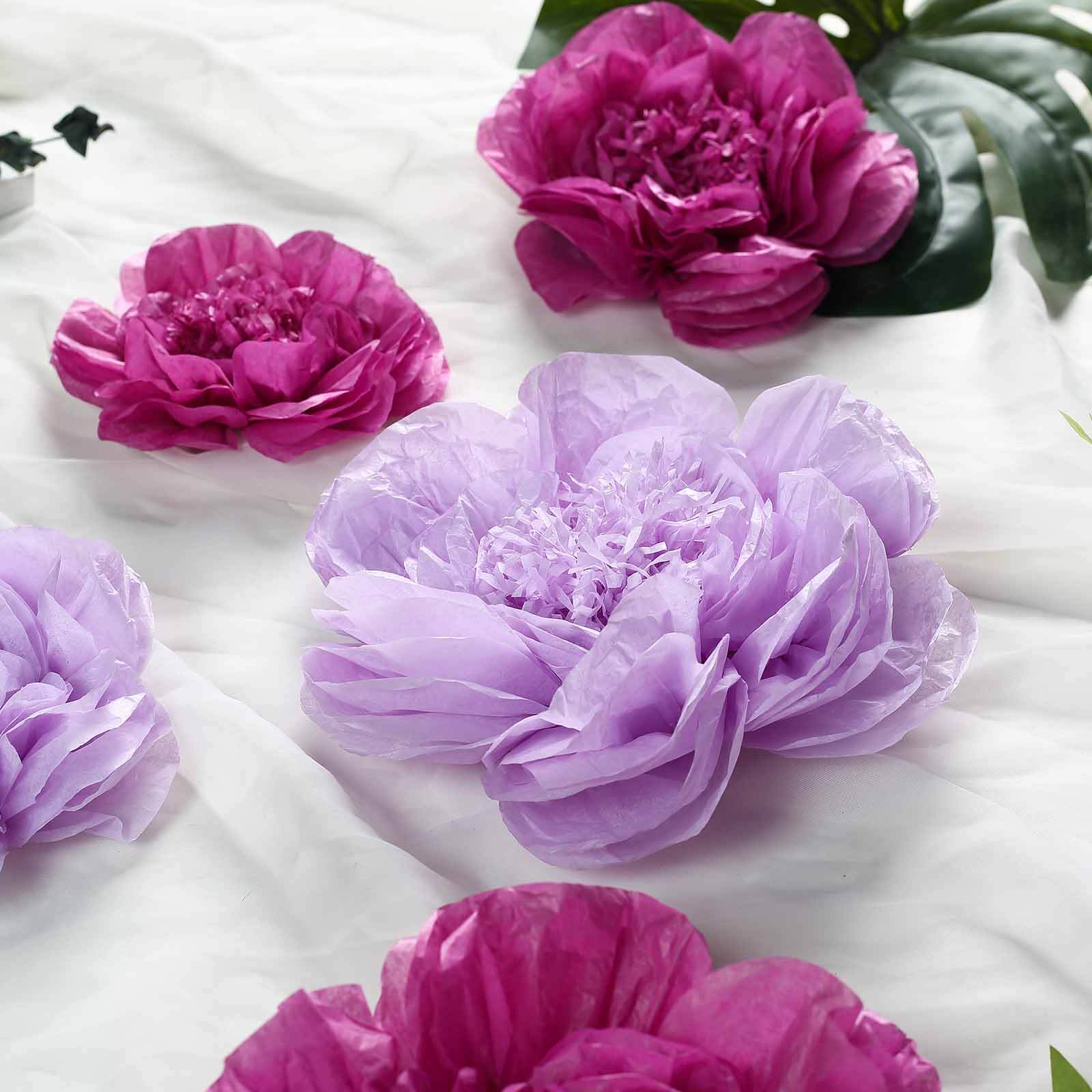 Set of 6 Lavender Eggplant Giant Peony 3D Paper Flowers Wall Decor - 12,16,20