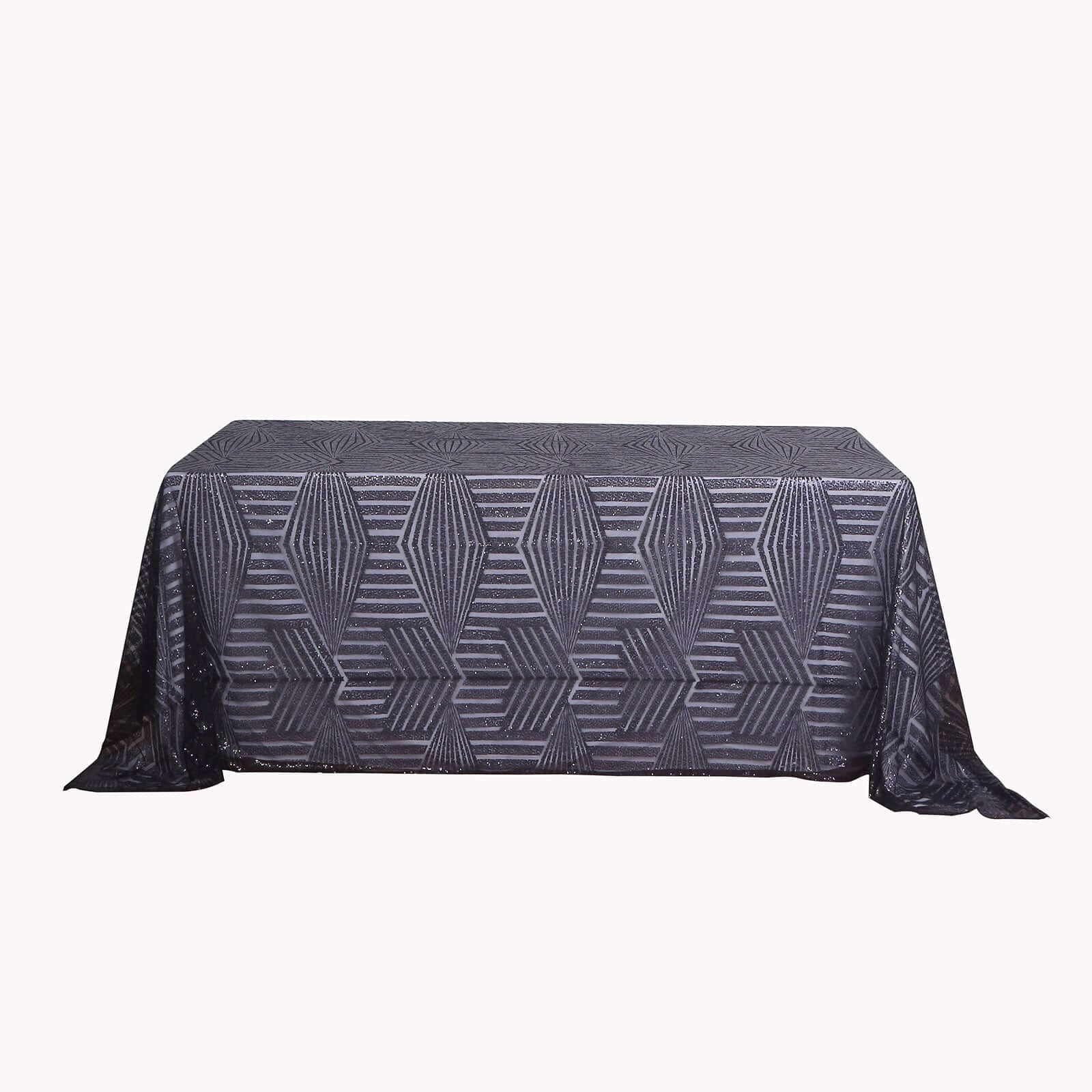 Sequin 90x132 Rectangle Tablecloth Black - Seamless Diamond Table Cover