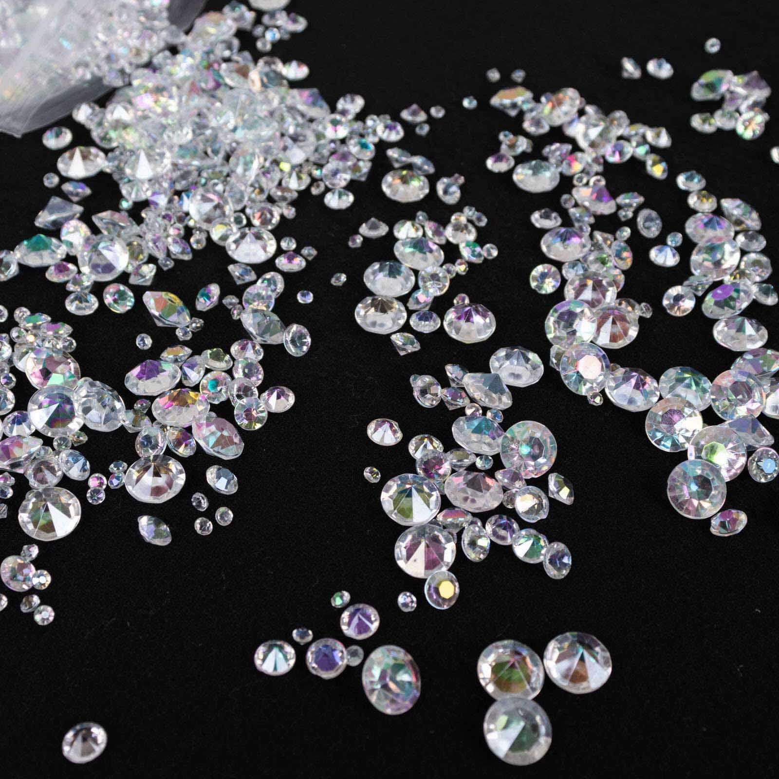 4000 Pcs Acrylic Diamond Vase Fillers Iridescent - Lustrous DIY Beads & Table Scatters for Wedding Decor 3mm, 6mm, 10mm