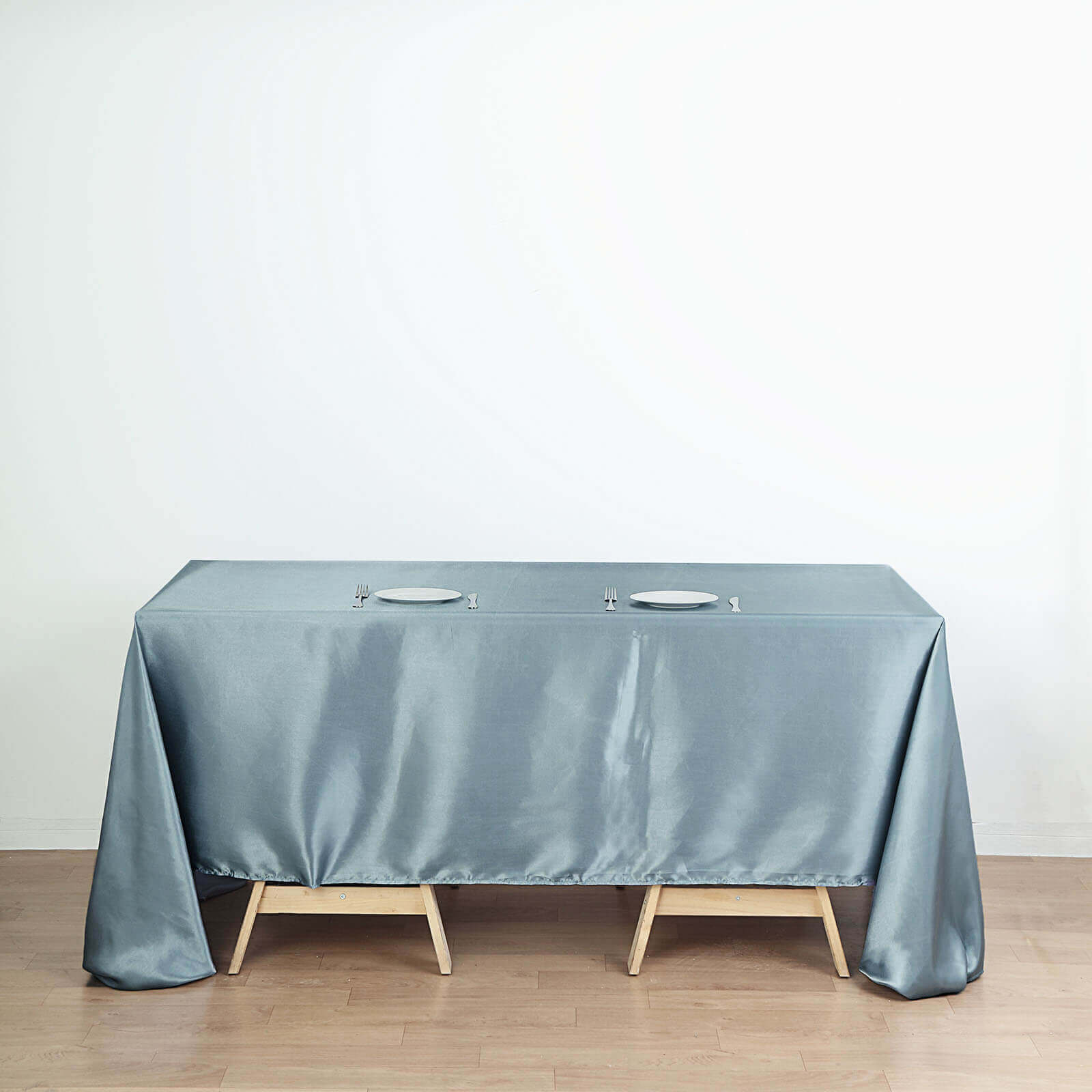 Satin Rectangular 60x126 Tablecloth Dusty Blue - Smooth and Lustrous Table Cover