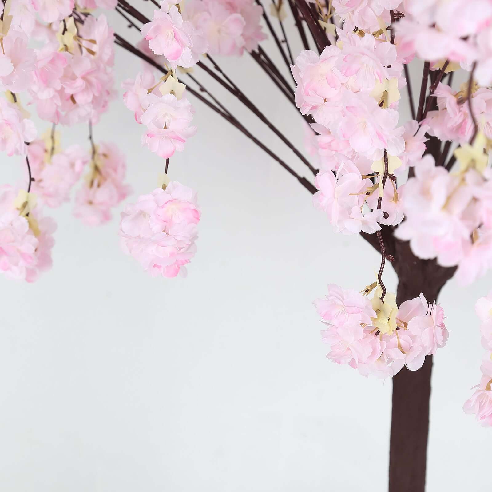 Silk Artificial Cherry Blossom Tree Blush - Realistic Faux Indoor Sakura Flowers Wishing Tree with Detachable Metal Base for Gardens Parties & Receptions 5ft