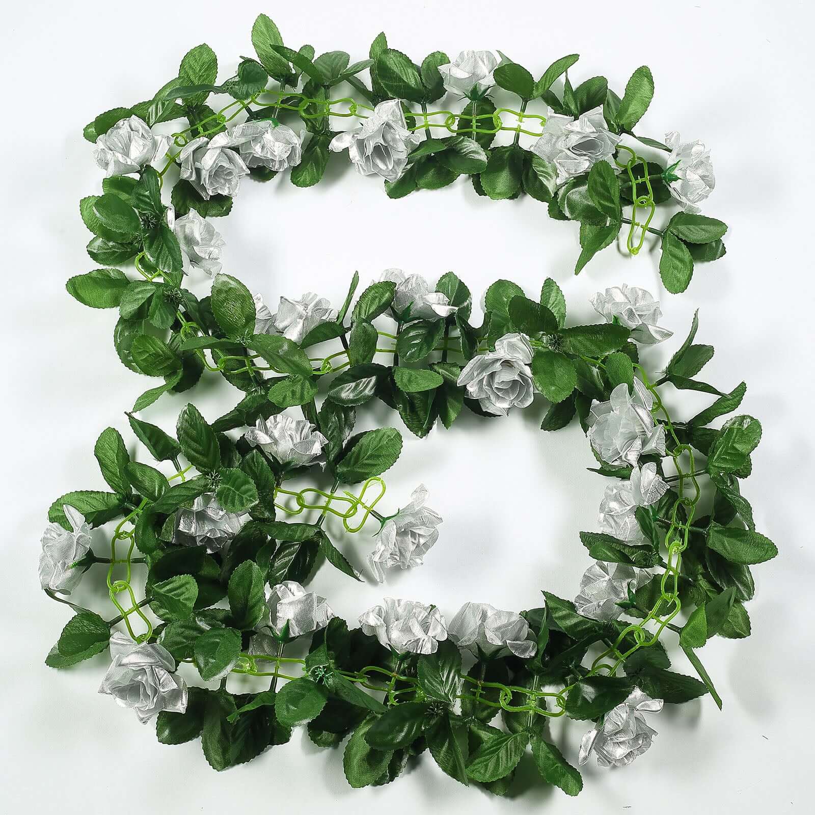 6ft Silver Artificial Silk Rose Garland UV Protected Flower Chain