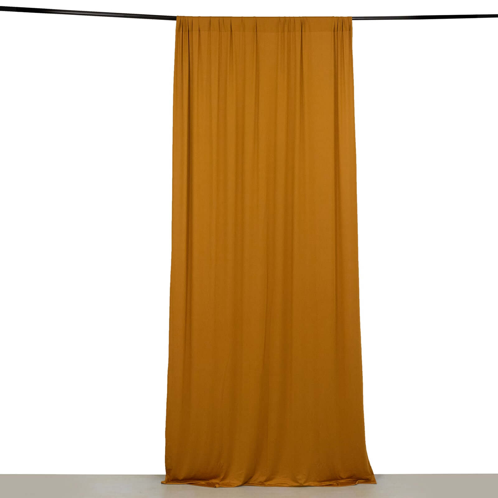 Gold 4-Way Stretch Spandex Event Curtain Drapes, Wrinkle Free Backdrop Event Panel with Rod Pockets - 5ftx10ft