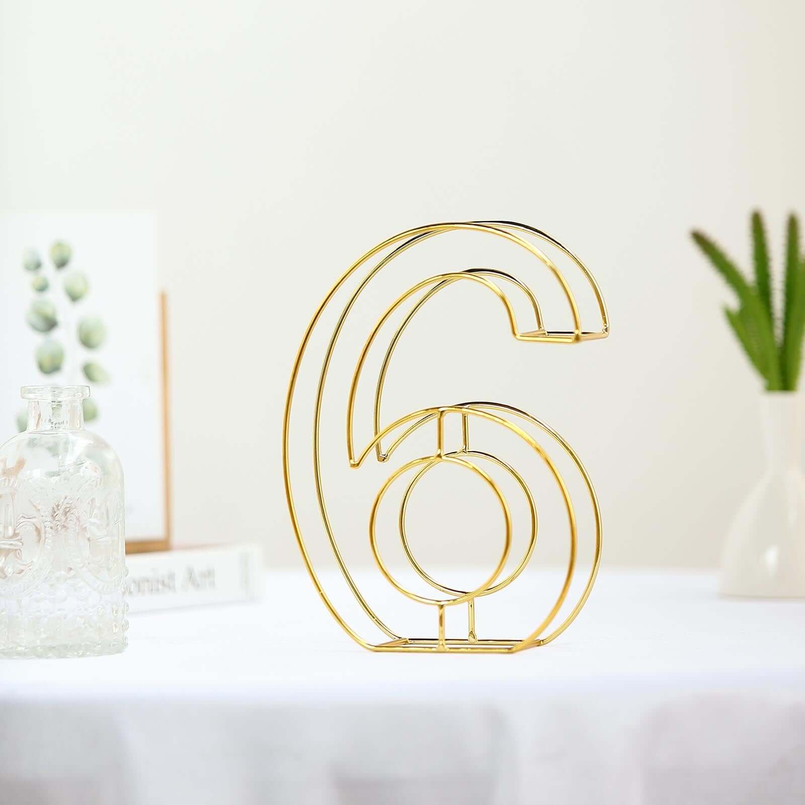 8 Tall Gold Freestanding 3D Decorative Metal Wire Numbers, Wedding Table Numbers -6