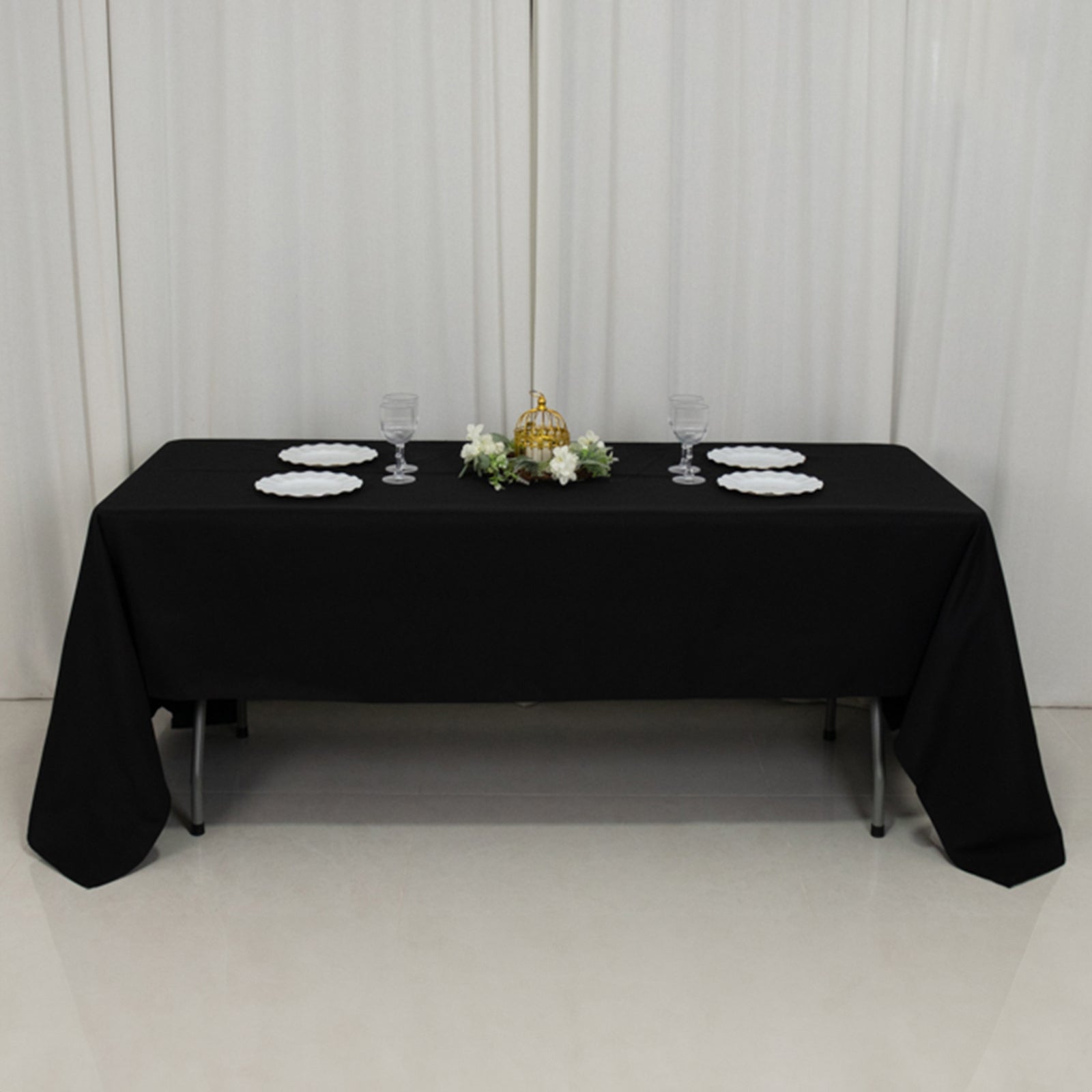 Fire Retardant Premium Polyester 60x126 Rectangular Tablecloth Black - High-Performance Table Cover