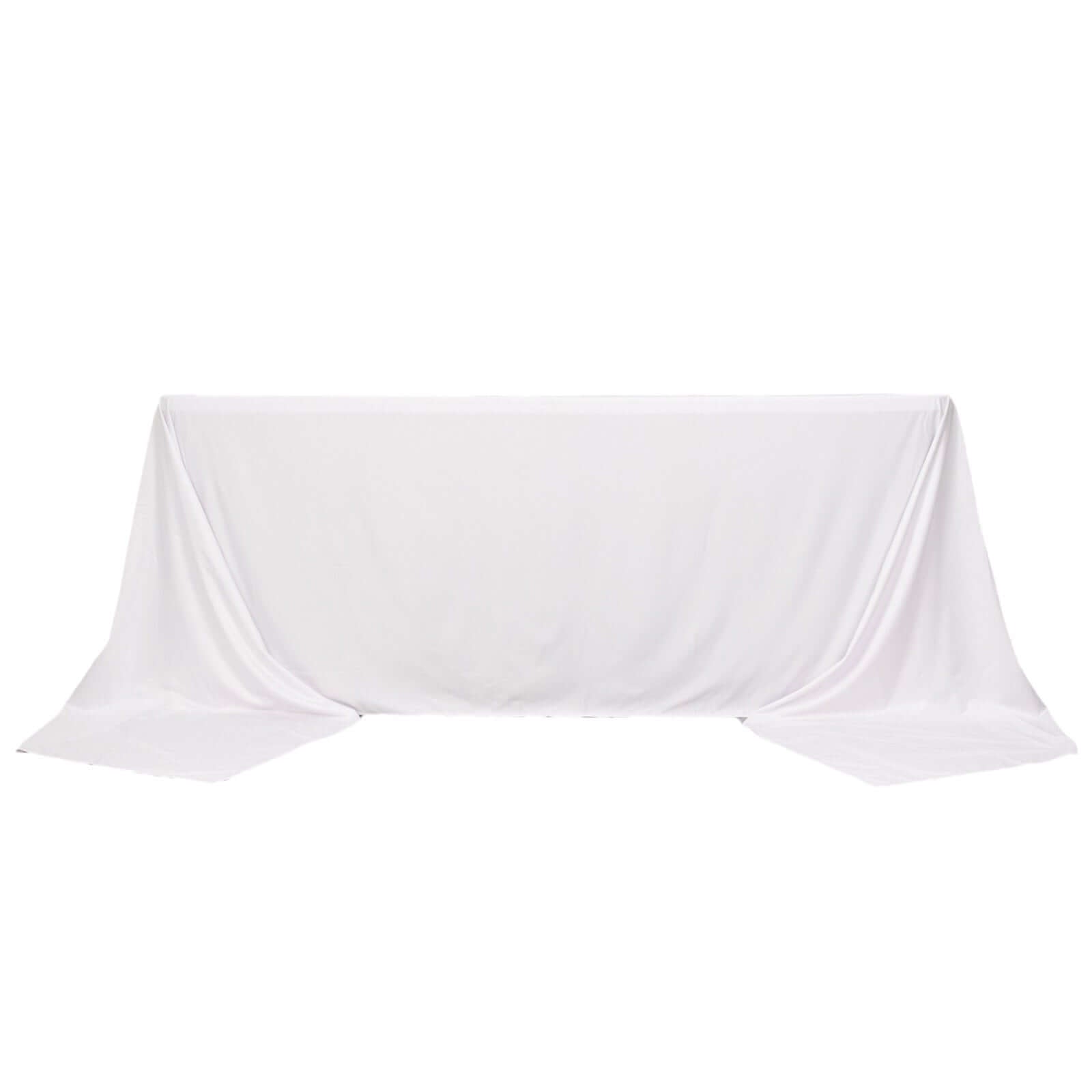 Premium Scuba Rectangular 90x156 Tablecloth White - Wrinkle Free, Stain Resistant & Seamless Table Cover for Weddings and Parties