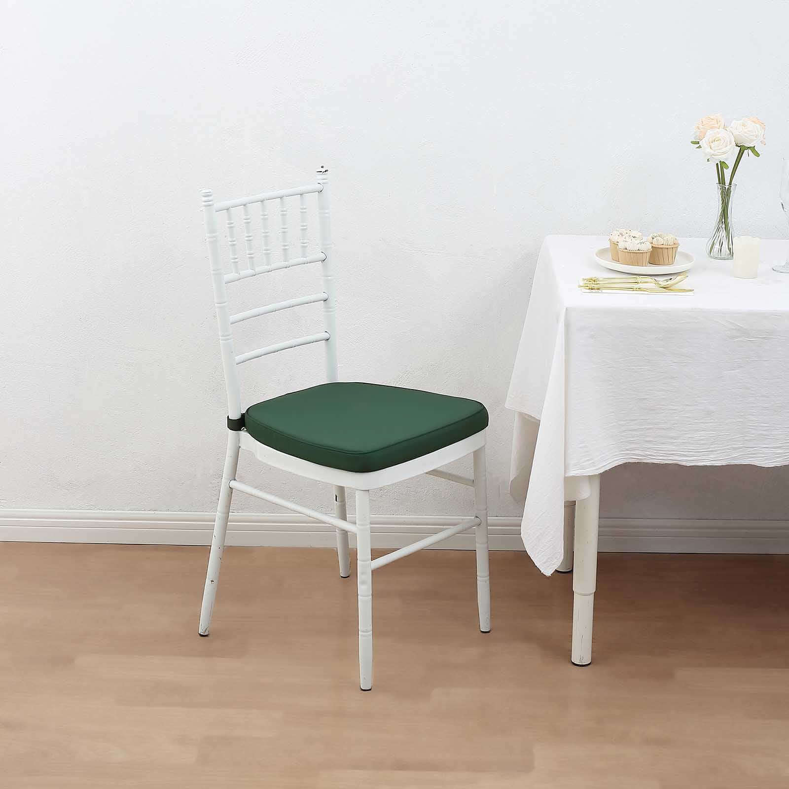 Chiavari Chair Cushion with 1.5 Thick Memory Foam and Ties Hunter Emerald Green - Stylish Removable Cover for Comfort