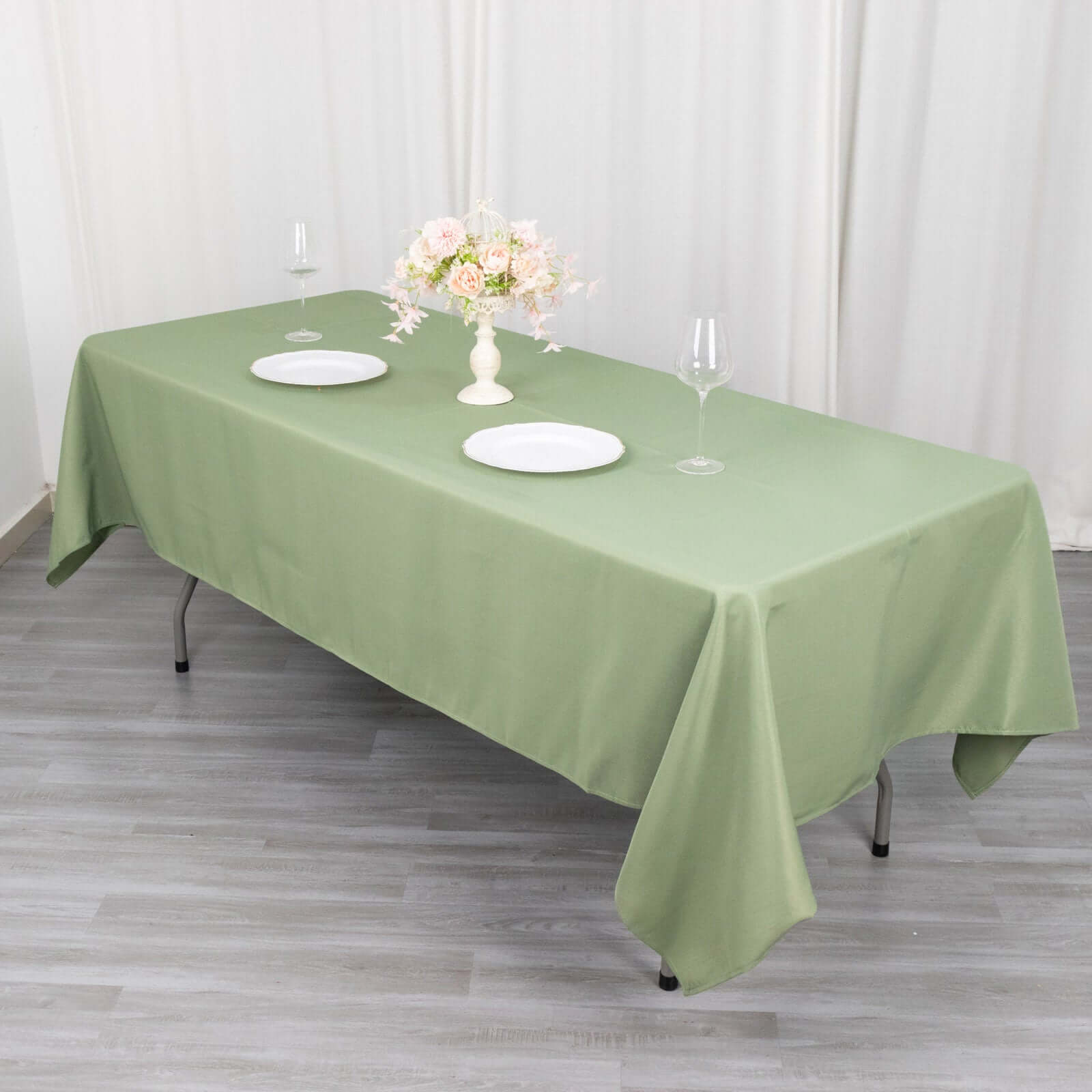 Premium Polyester 60x102 Rectangle Tablecloth Dusty Sage Green - Durable 220GSM Wrinkle-Resistant Table Cover