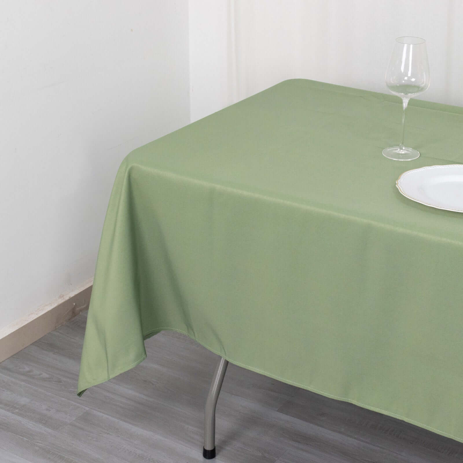 Premium Polyester 60x102 Rectangle Tablecloth Dusty Sage Green - Durable 220GSM Wrinkle-Resistant Table Cover