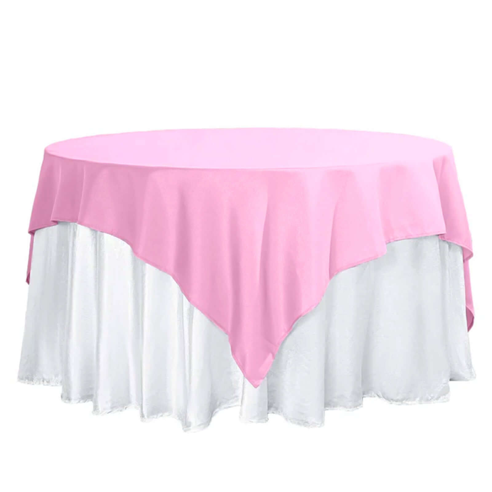 Polyester 70x70 Table Overlay Square Tablecloth Pink - Wrinkle-Resistant & Durable Table Cover