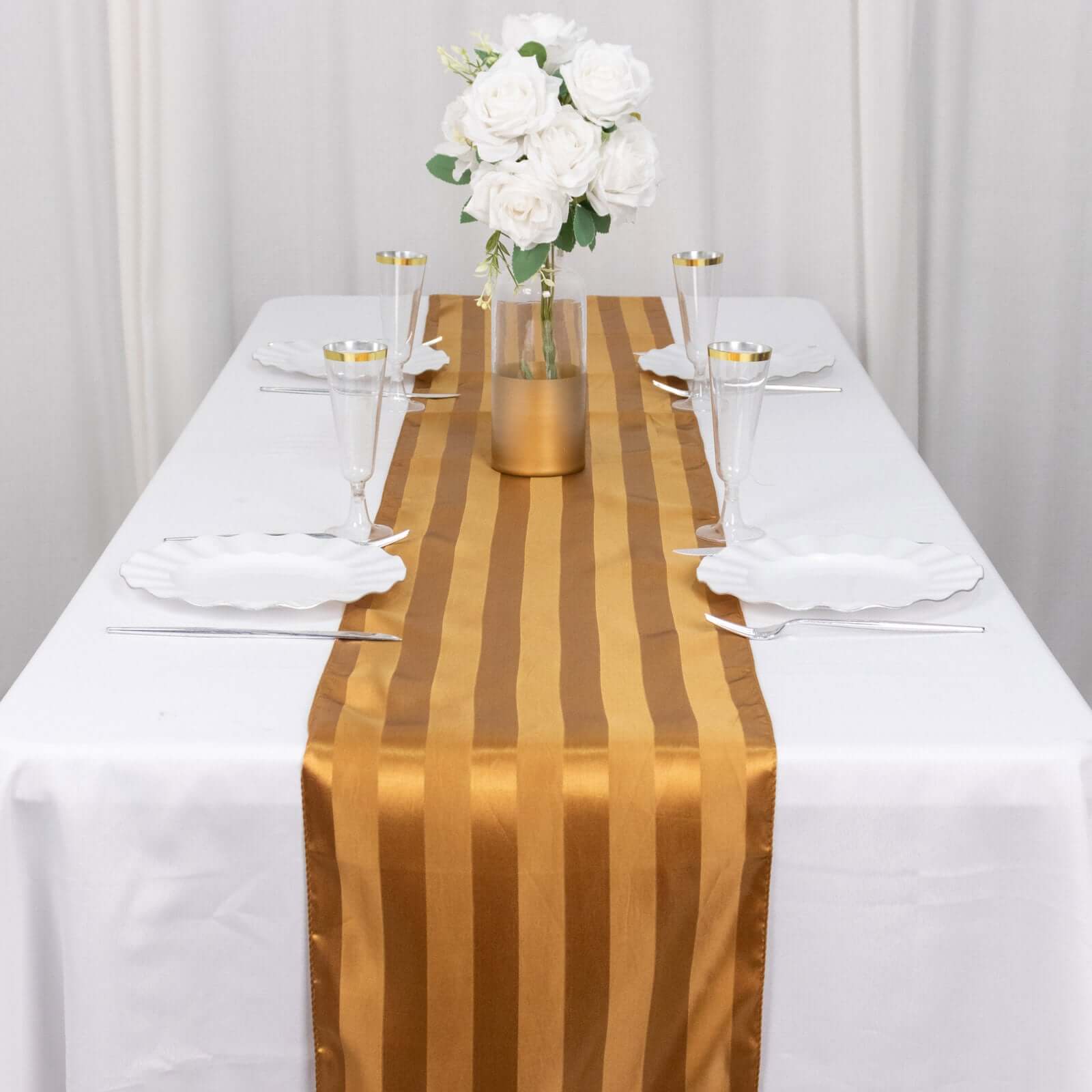 Satin 12x108 Table Runner Gold - Stripe Table Decor