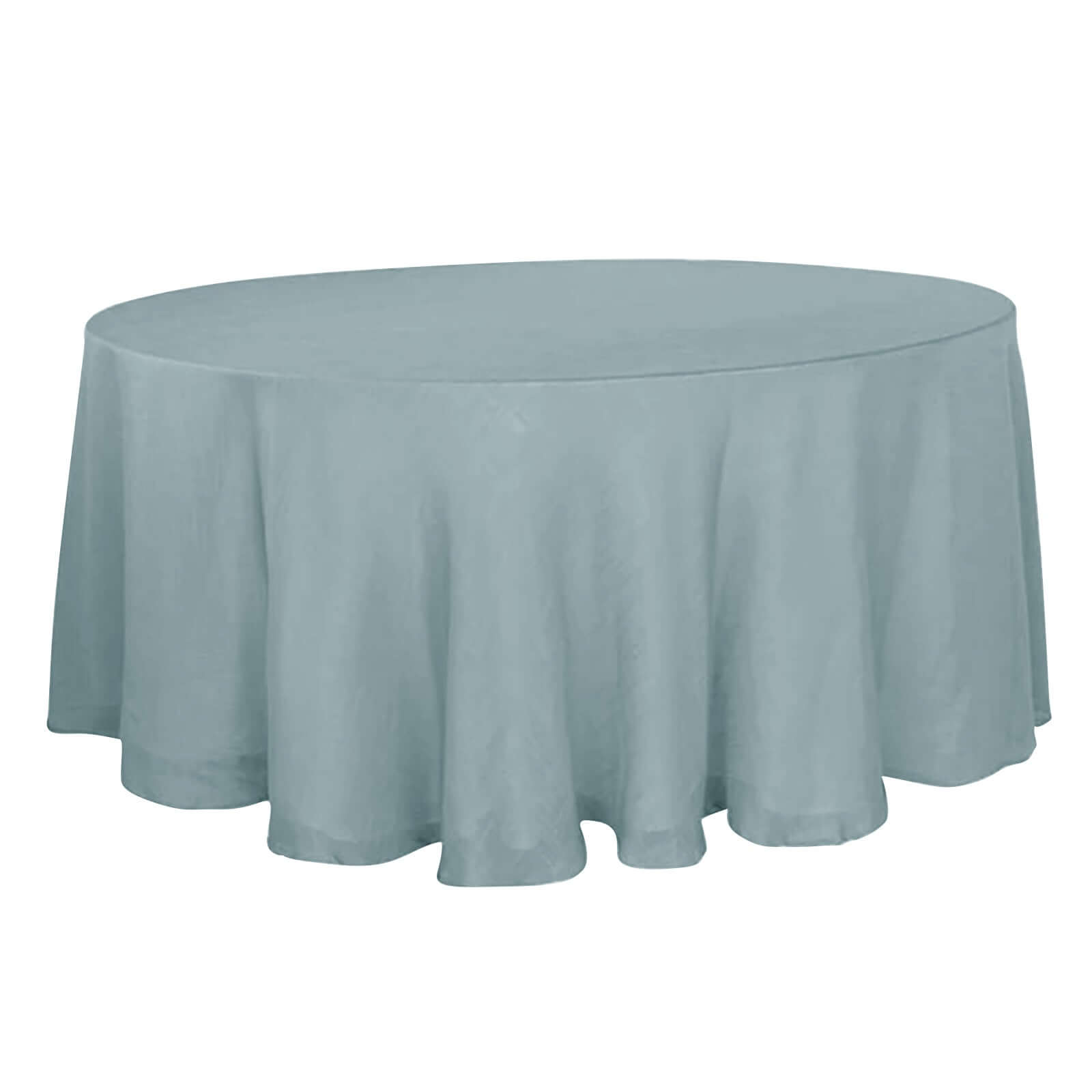 Faux Linen 120 Round Tablecloth Dusty Blue - Slubby Texture Wrinkle-Resistant Seamless Table Cover