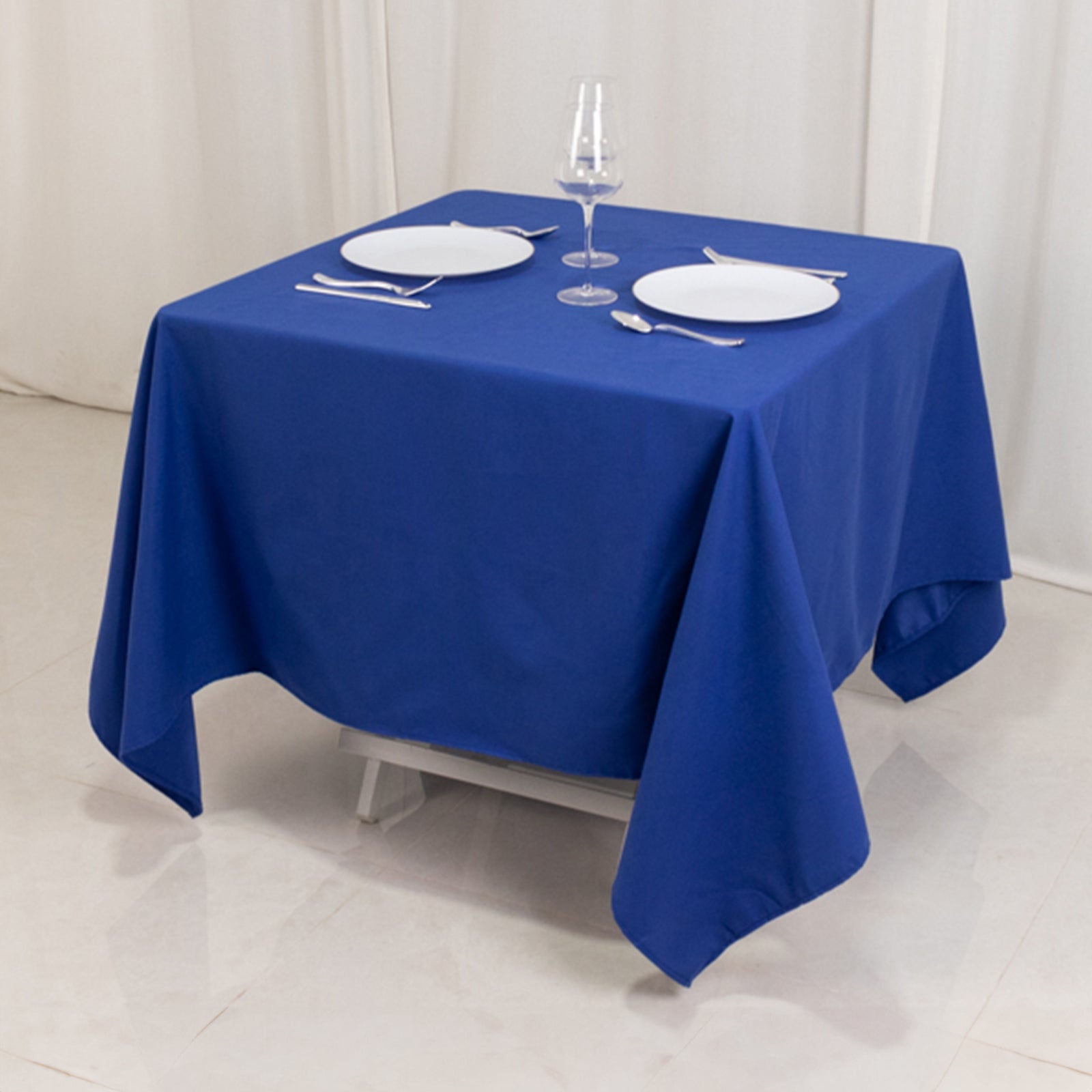 Cotton Blend 70x70 Square Tablecloth Royal Blue - Wrinkle-Resistant Fabric Table Cover