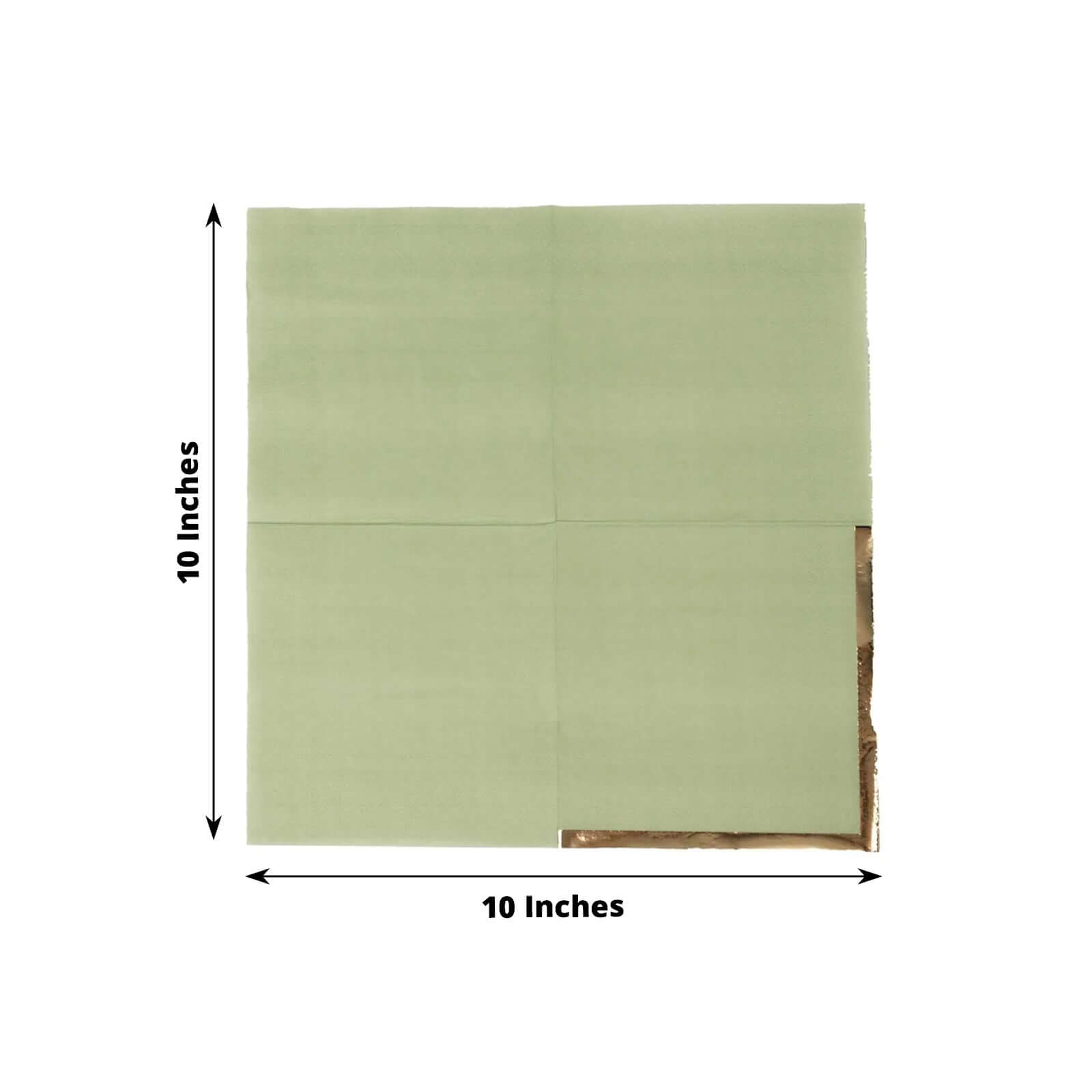 50-Pack Paper Beverage Napkins Sage Green with Gold Foil Edge - 2 Ply Disposable Soft 18GSM Cocktail Napkins 5x5