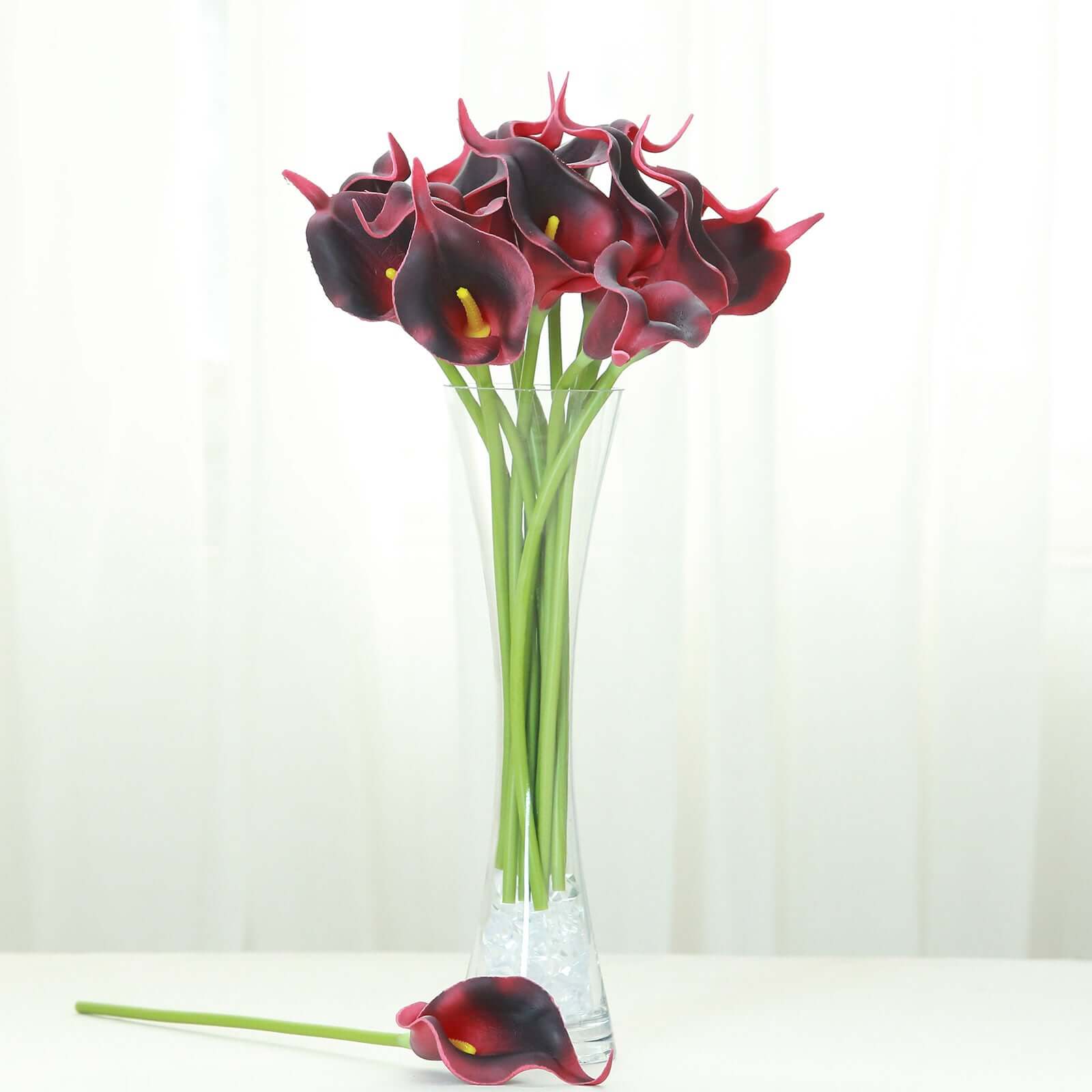 20 Stems 14 Burgundy Artificial Poly Foam Calla Lily Flowers