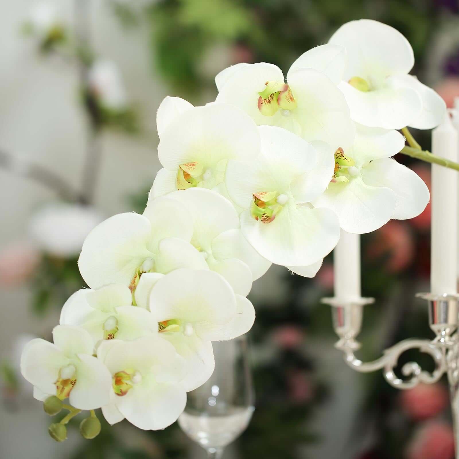 2 Stems 40 Tall Cream Artificial Silk Orchid Flower Bouquets