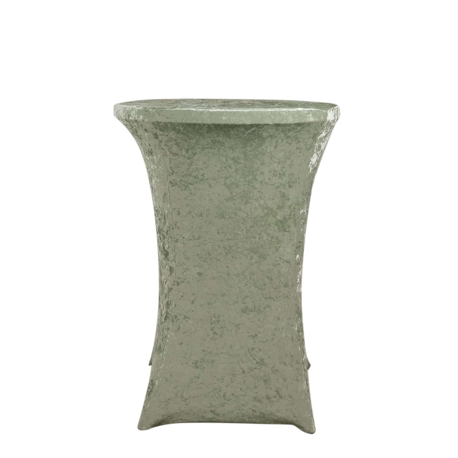 Crushed Velvet Spandex 32 Round Cocktail Table Cover Sage Green Smooth Highboy Tablecloth