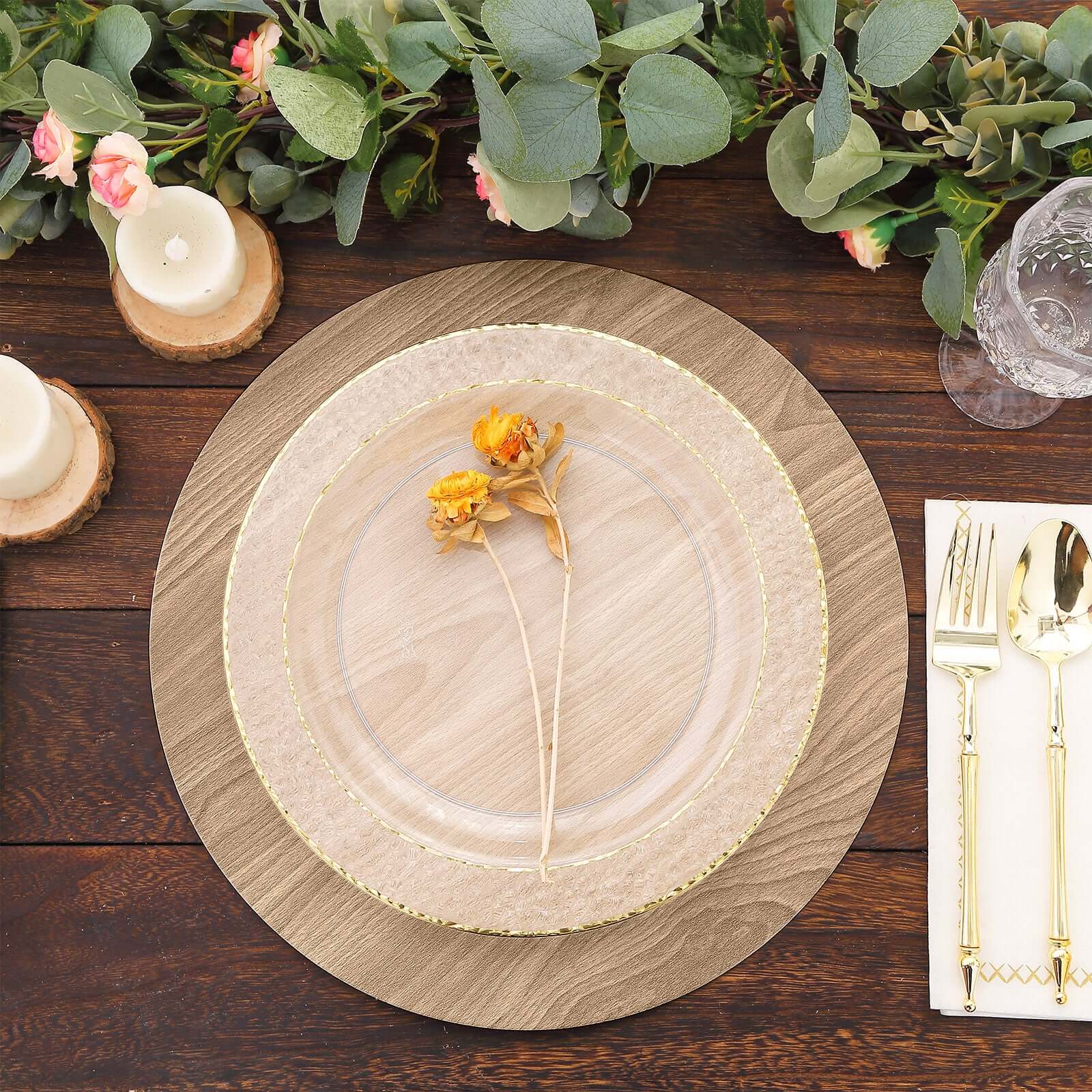 6-Pack Disposable Table Placemats in Natural with Walnut Wood Design - Cardboard Placemats for Rustic & Farmhouse Themes 13