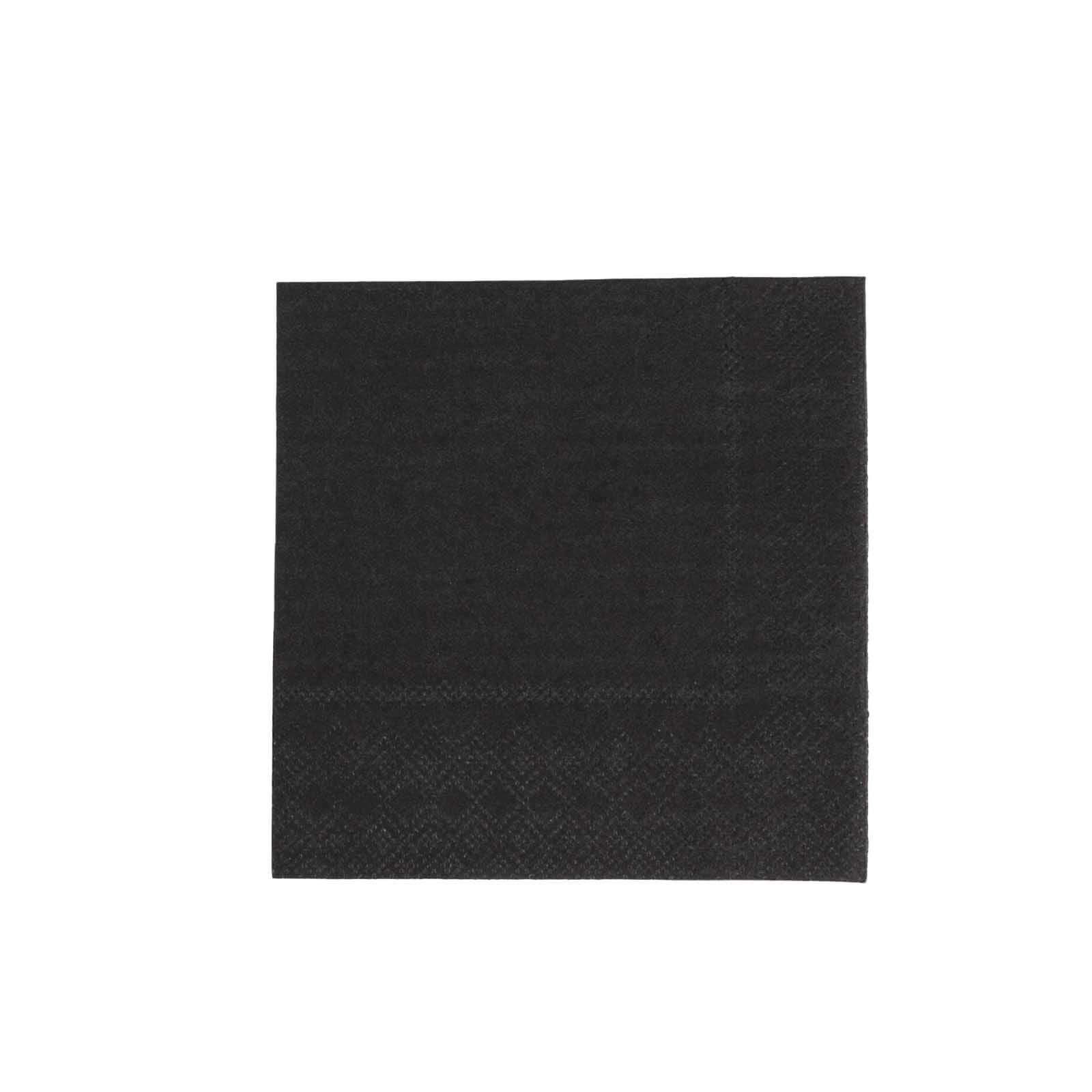 50-Pack Paper Beverage Napkins Black - 2 Ply Disposable Soft 18GSM Cocktail Napkins for Events 5x5