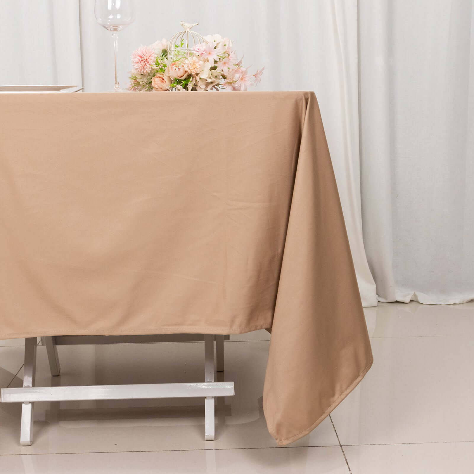 Premium Scuba Square 70x70 Tablecloth Nude - Wrinkle Free & Stain Resistant Table Cover