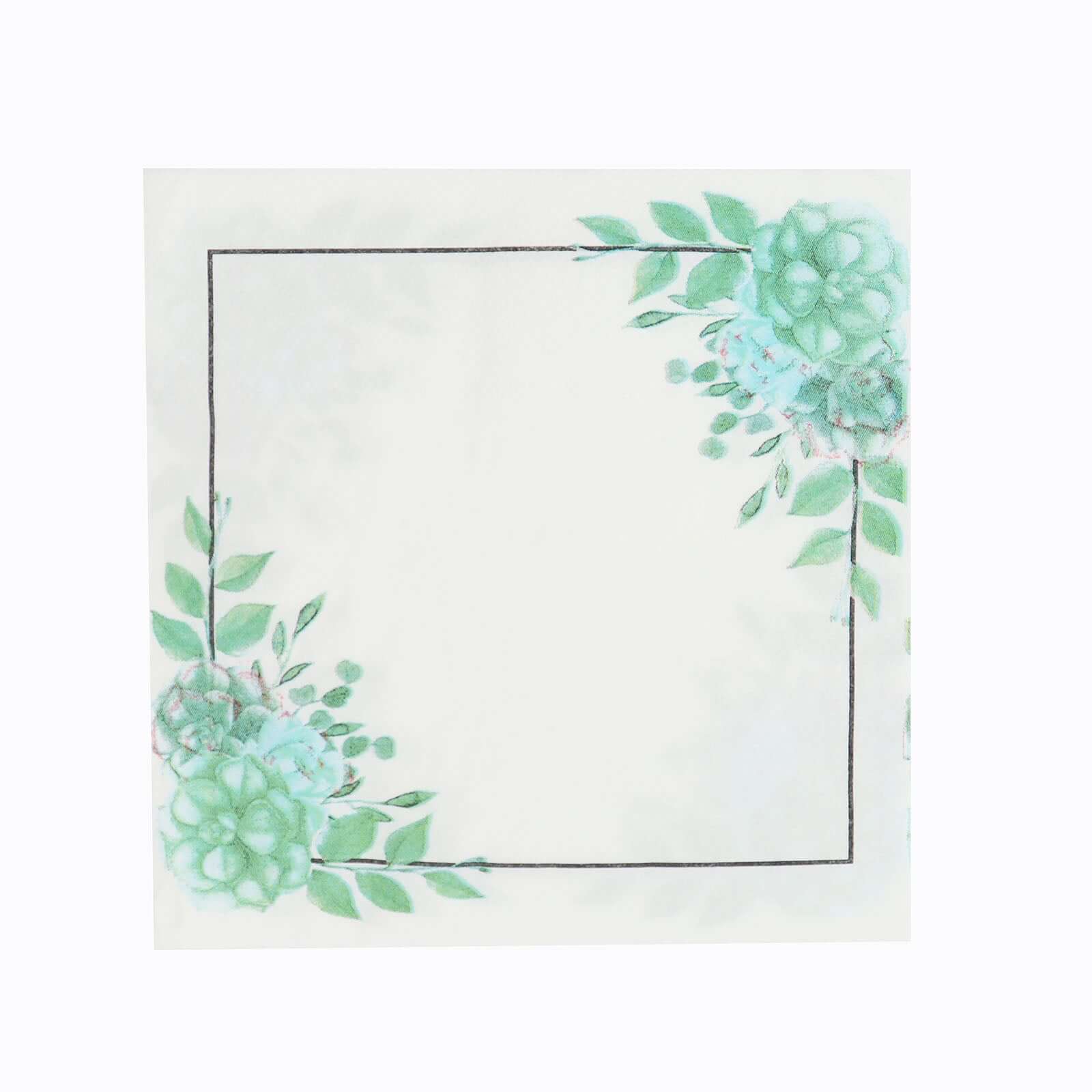 20-Pack Paper Dinner Napkins with Floral Design White/Green - Disposable 2 Ply Beverage Napkins 13x13