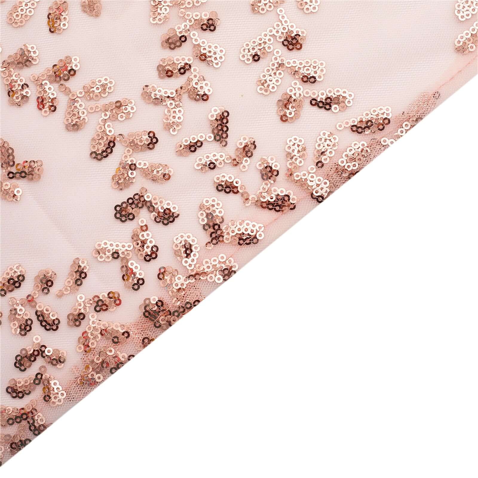 Sequin Tulle 20x20 Napkin Rose Gold - Embroidered Leaf Vine Dinner Napkins