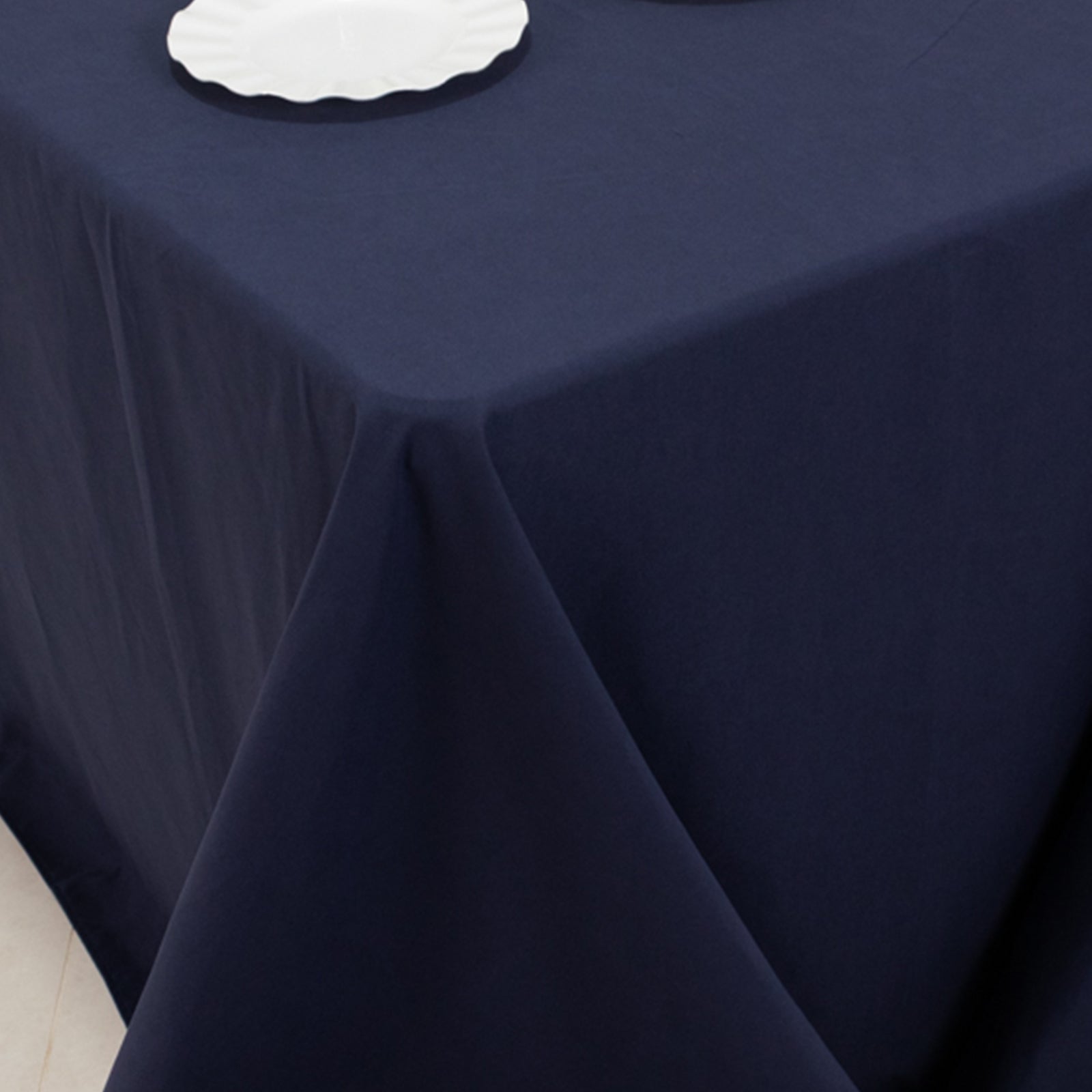 Cotton Blend 90x132 Rectangle Tablecloth Navy Blue - Seamless Wrinkle-Resistant Table Cover