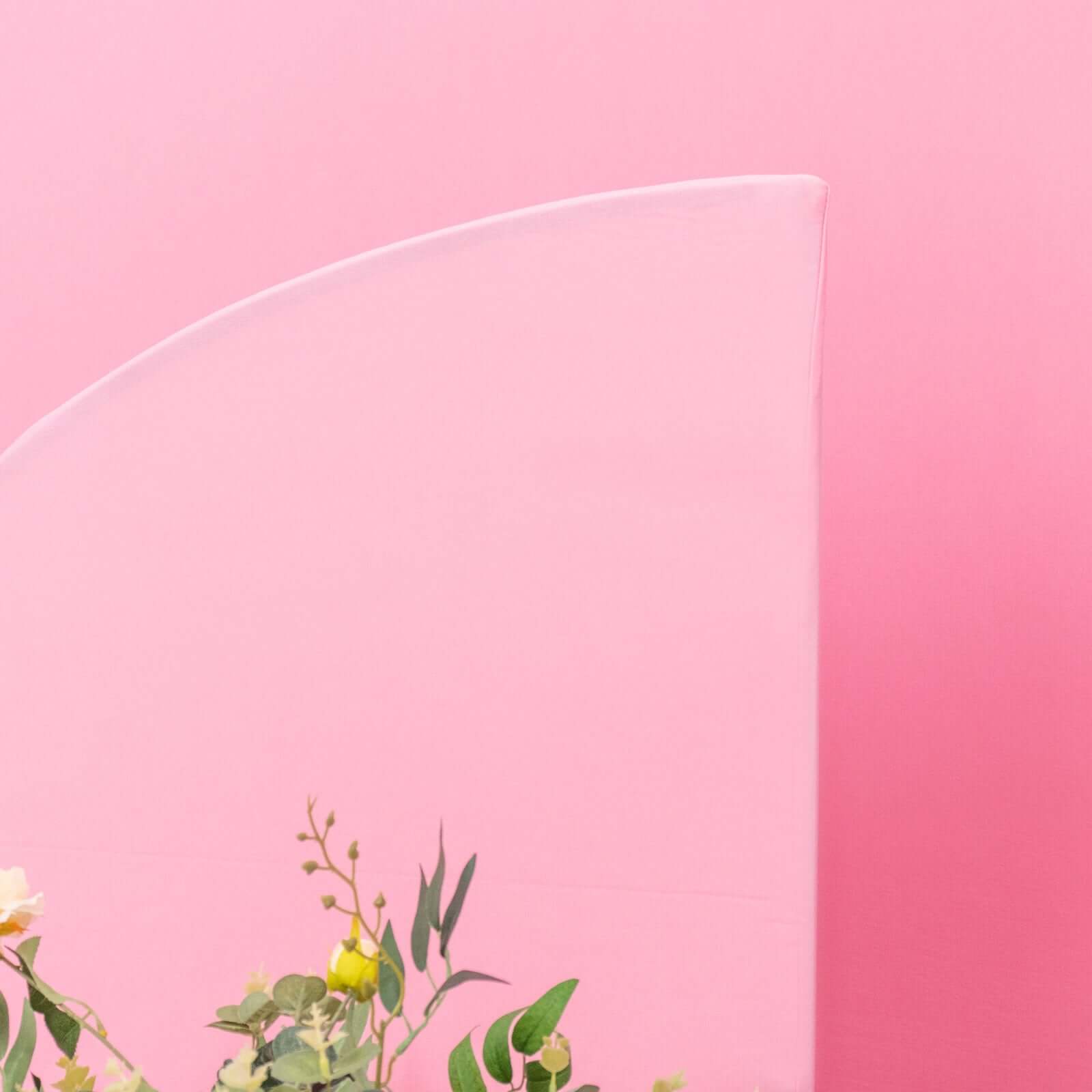 Set of 4 Matte Pink Spandex Half Moon Chiara Backdrop Stand Covers, Custom Fitted Wedding Arch Covers - 2.5ft,5ft,6ft,7ft