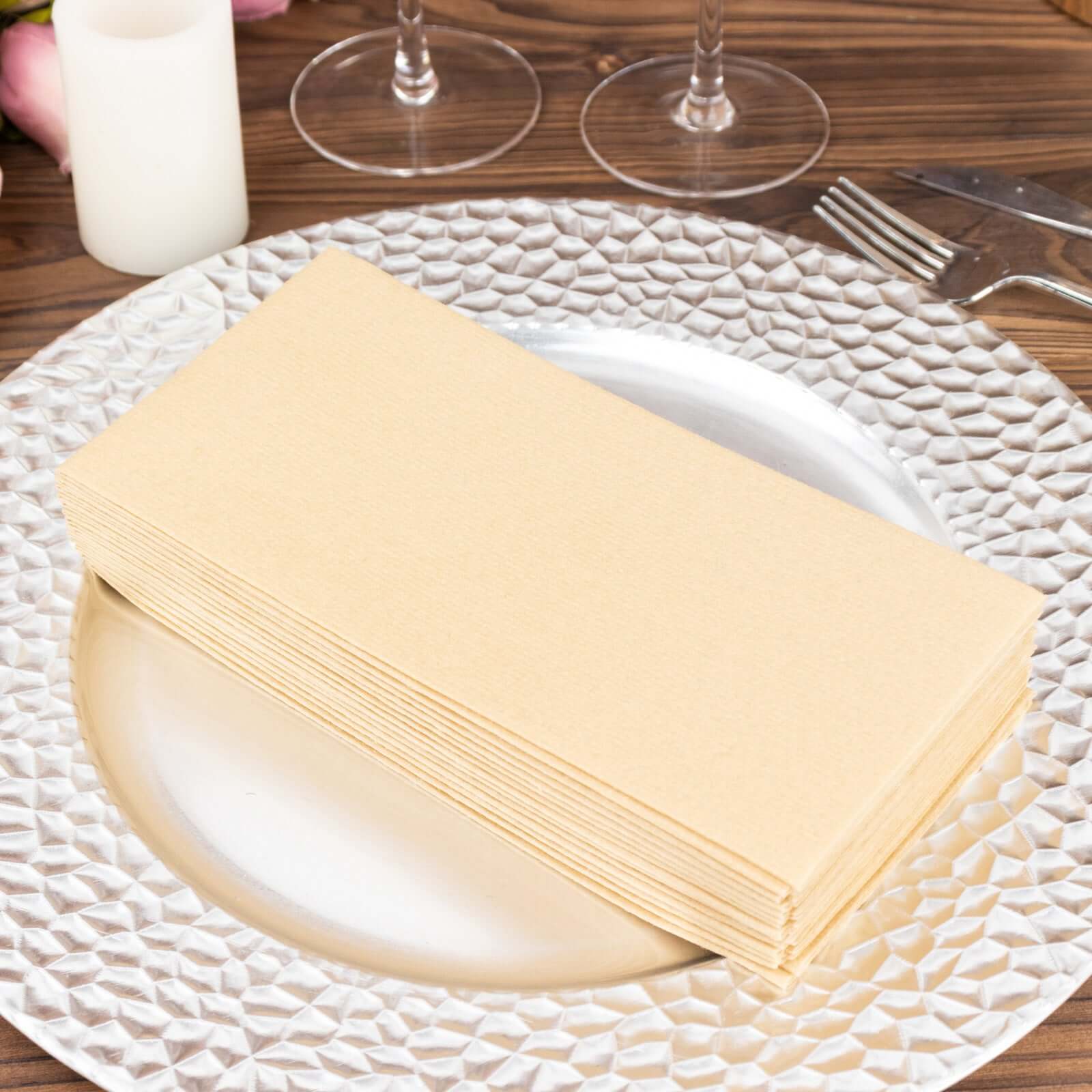 20-Pack Paper Linen-Like Napkins Natural - Disposable Hygienic Airlaid Guest Towels 8.5x4