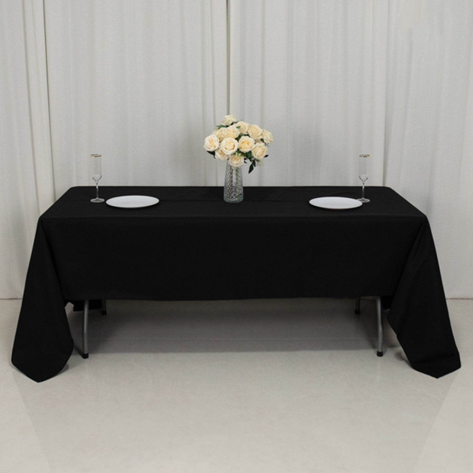 Fire Retardant Premium Polyester 60x126 Rectangular Tablecloth Black - High-Performance Table Cover