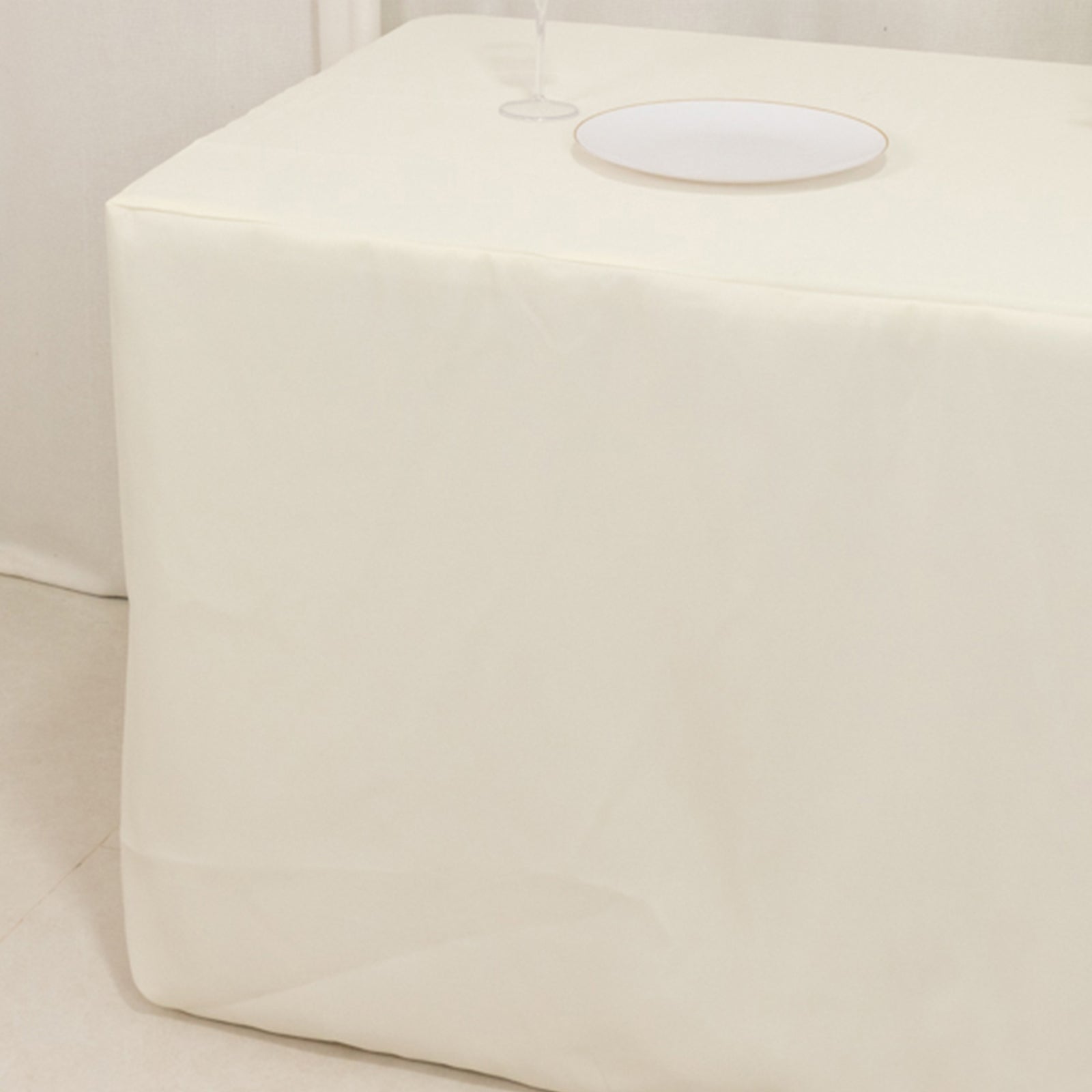 Premium Polyester 6ft Rectangle Tablecloth Ivory Durable Fitted 220GSM Table Cover