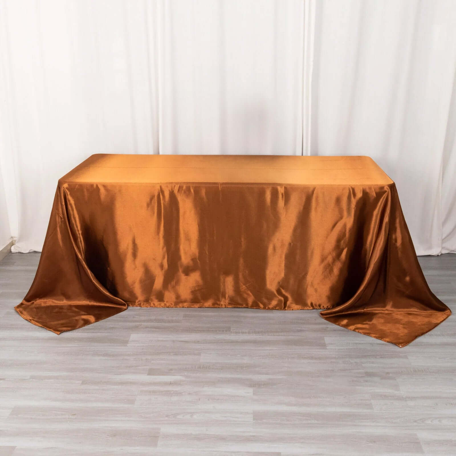 Satin Rectangular 90x132 Tablecloth Cinnamon Brown Satin - Seamless Table Cover