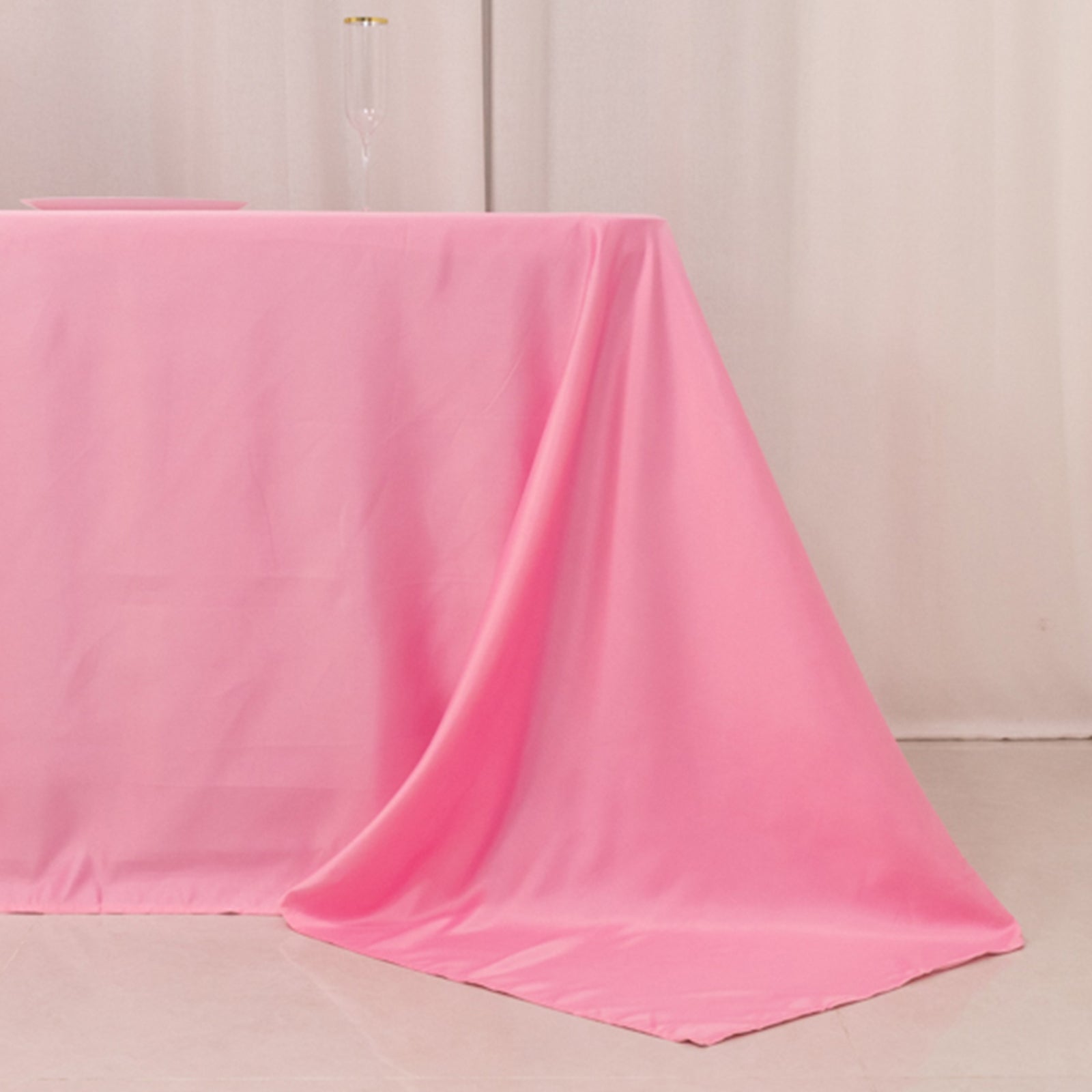 Lamour Satin 90x156 Rectangle Tablecloth Pink - Luxurious, Soft Seamless Table Cover