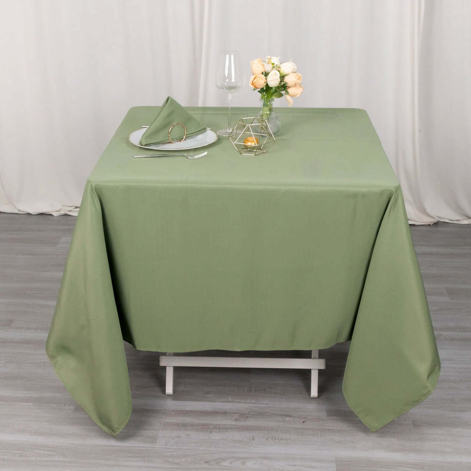 Premium Polyester Square Tablecloth 70x70 Dusty Sage Green - 220GSM Wrinkle-Resistant Table Cover