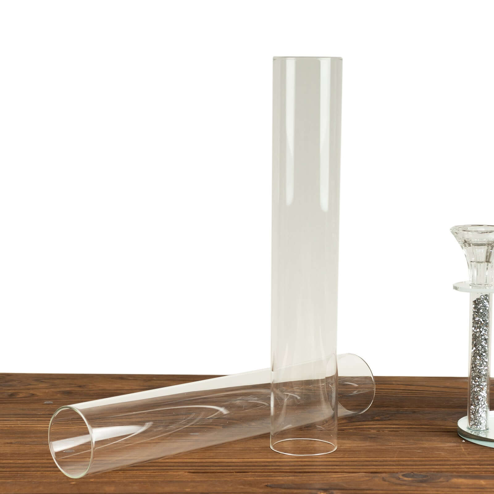 2-Pack Glass Pillar Hurricane Candle Shades - Clear Chimney Tube with 2.25 Wide Open Ends 14