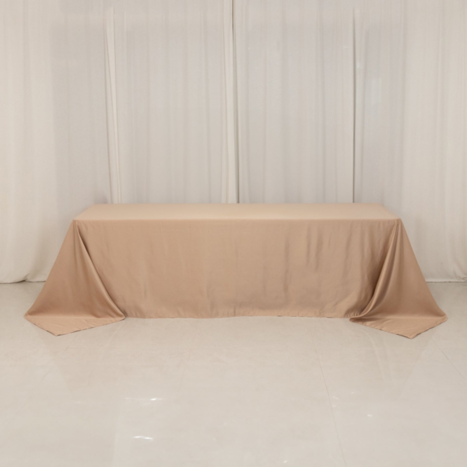 Lamour Satin 90x156 Rectangle Tablecloth Nude - Luxurious, Soft Seamless Table Cover