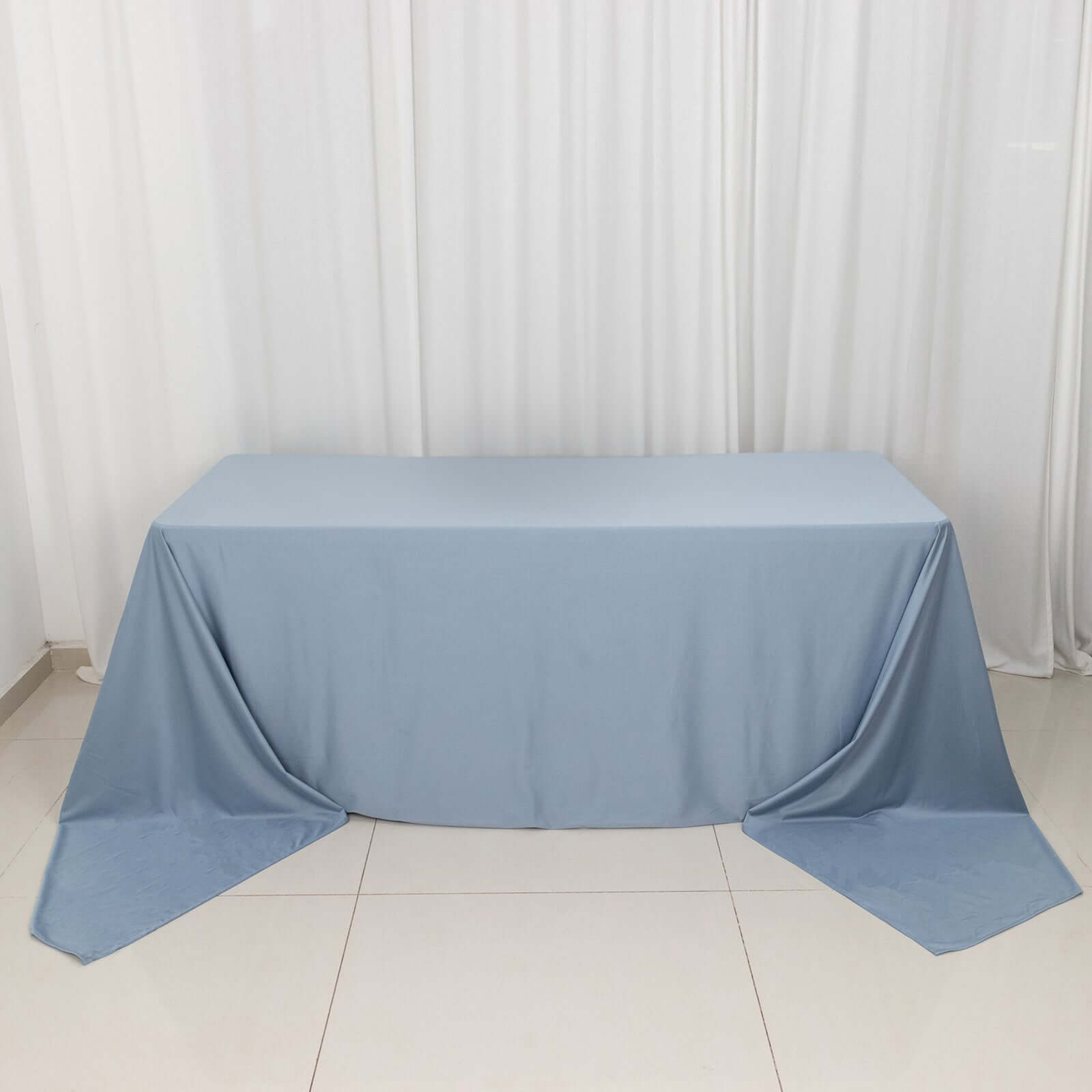 Premium Scuba Rectangular 90x156 Tablecloth Dusty Blue - Wrinkle Free, Stain Resistant & Seamless Table Cover