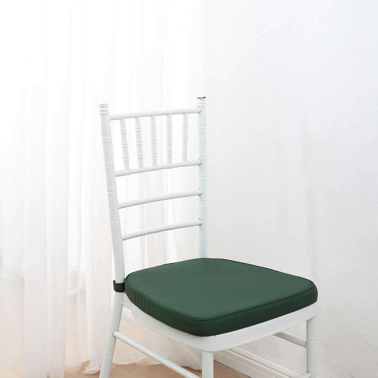 Chiavari Chair Cushion with 1.5 Thick Memory Foam and Ties Hunter Emerald Green - Stylish Removable Cover for Comfort