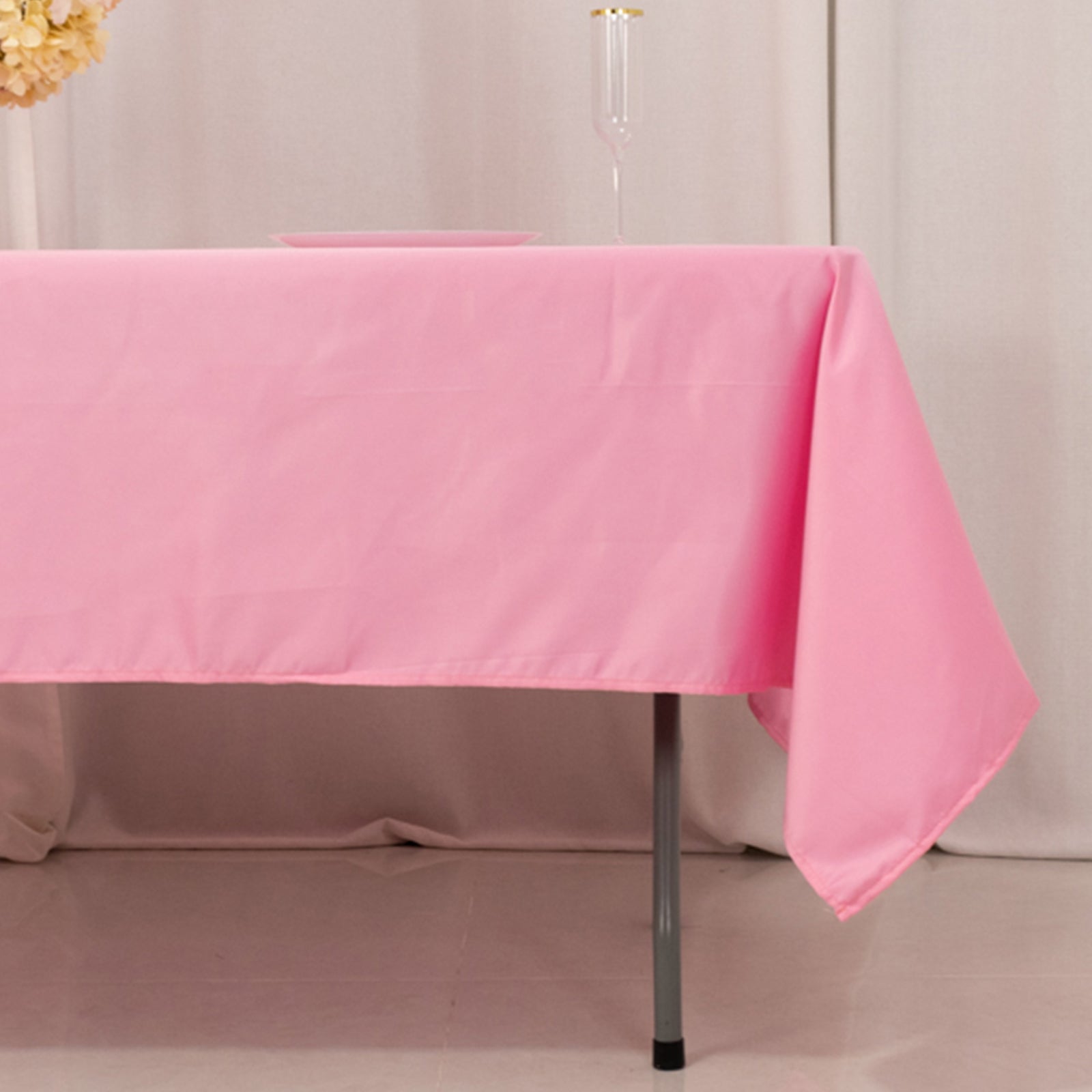 Lamour Satin 60x102 Rectangle Tablecloth Pink - Durable & Silky Soft Feel Table Cover