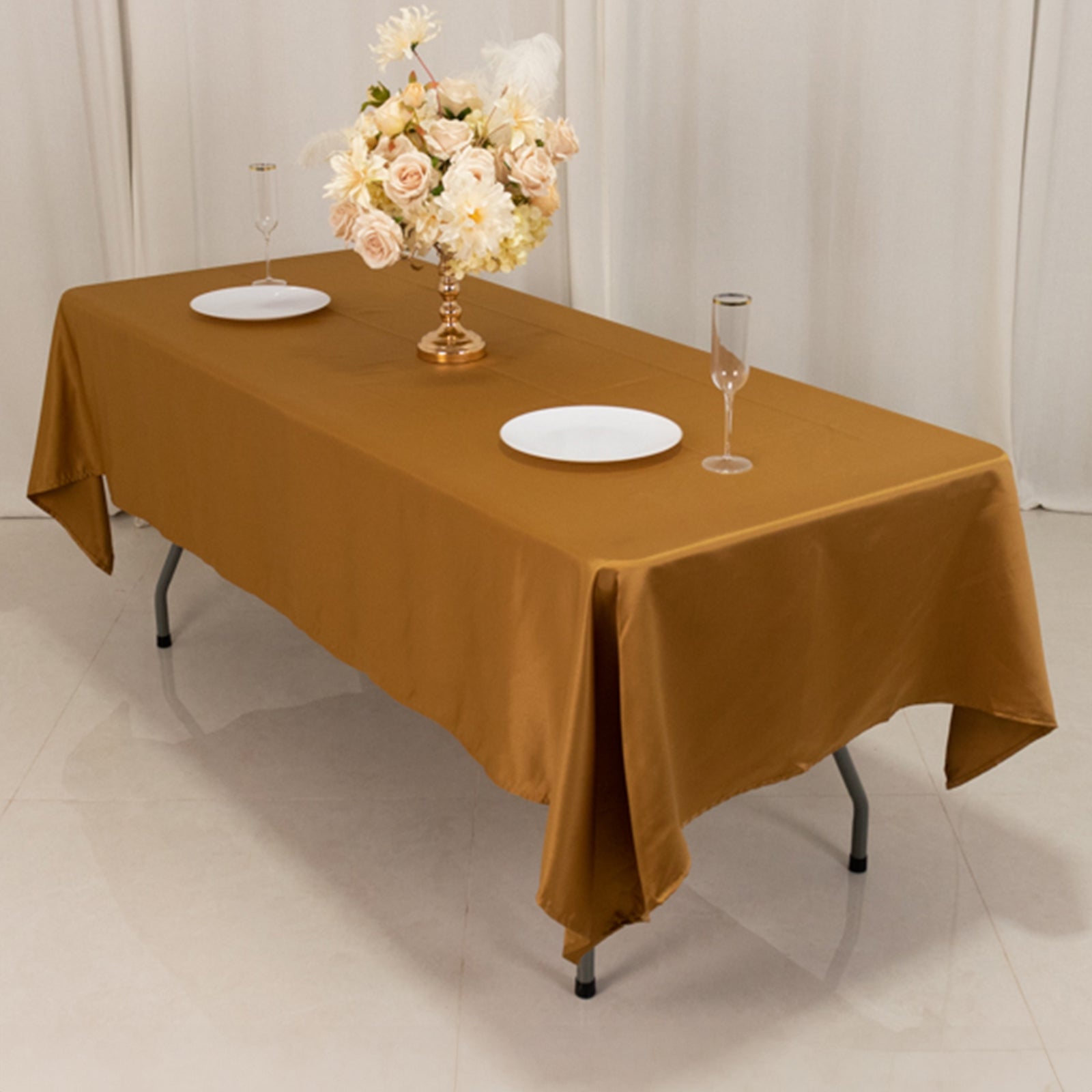 Lamour Satin 60x102 Rectangle Tablecloth Gold - Durable & Silky Soft Feel Table Cover for Weddings & Banquets