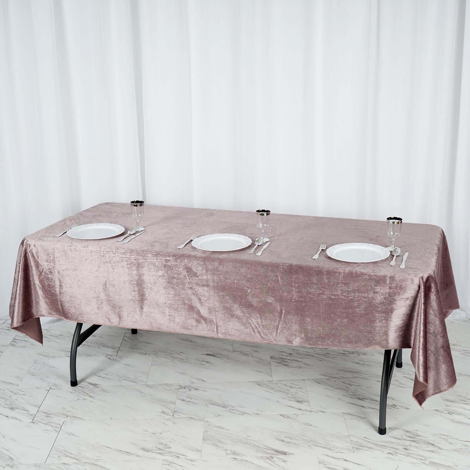 Premium Velvet 60x102 Rectangle Tablecloth Mauve - Reusable & Soft Table Cover