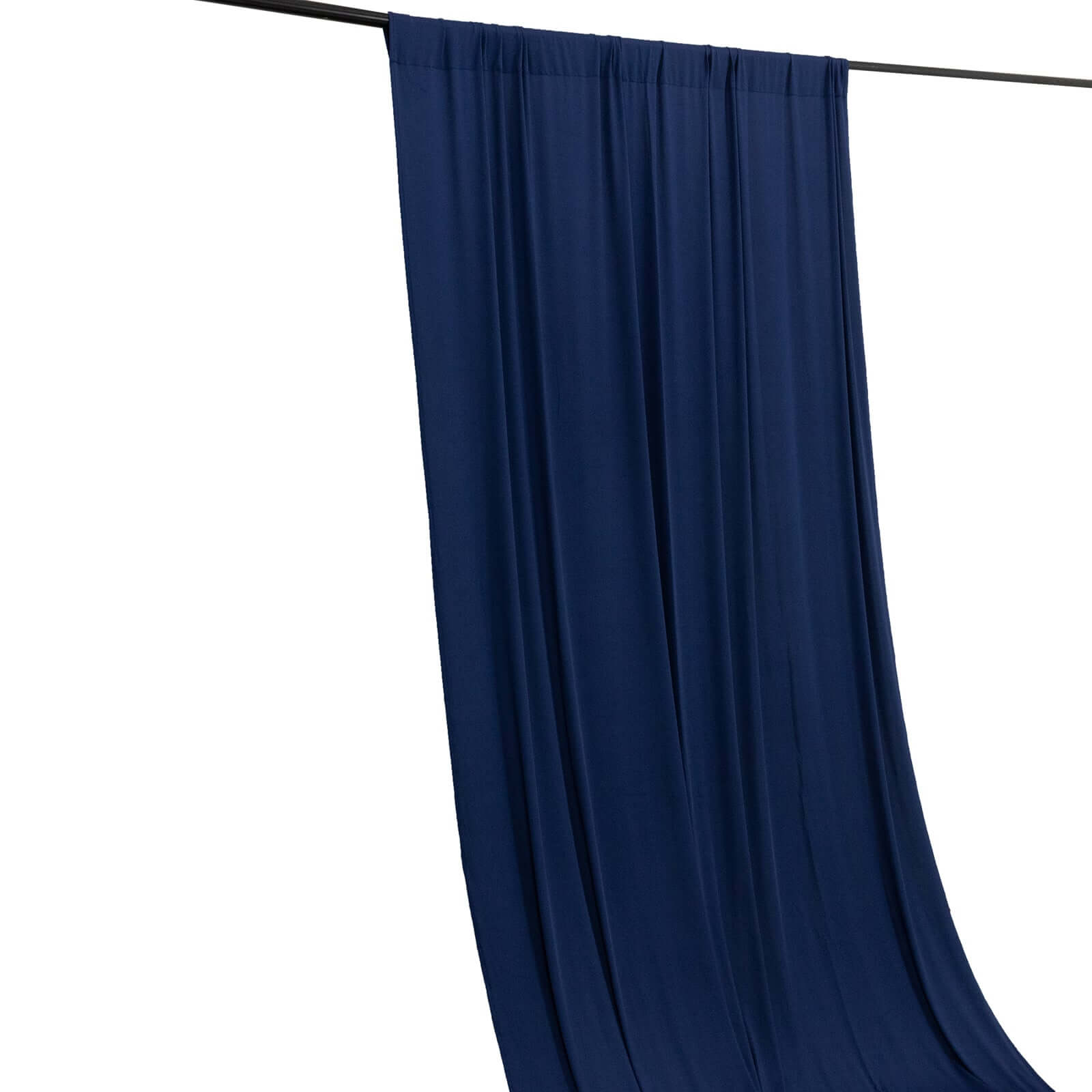 Navy Blue 4-Way Stretch Spandex Event Curtain Drapes, Wrinkle Free Backdrop Event Panel with Rod Pockets - 5ftx10ft