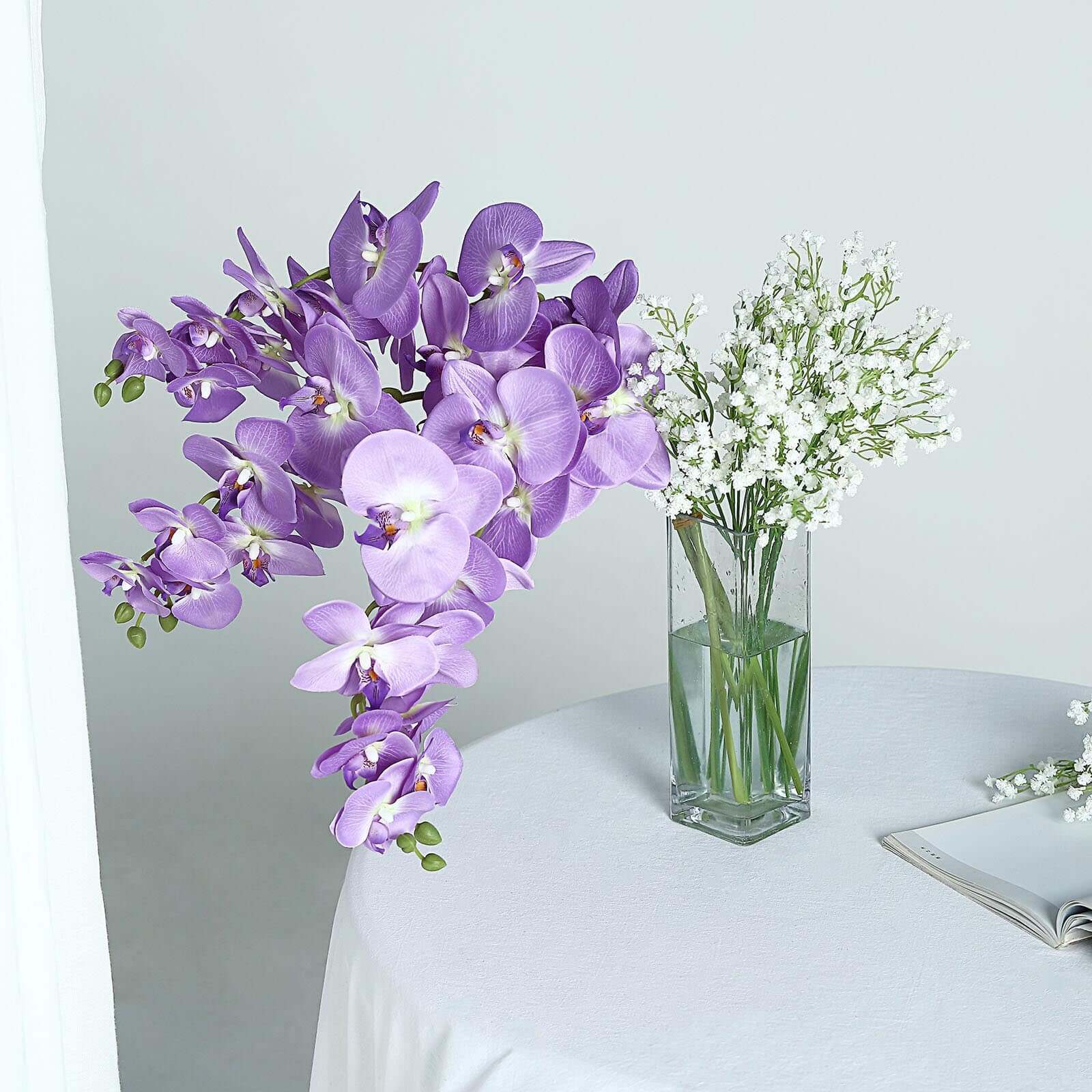 2 Stems 40 Tall Lavender Lilac Artificial Silk Orchid Flower Bouquets