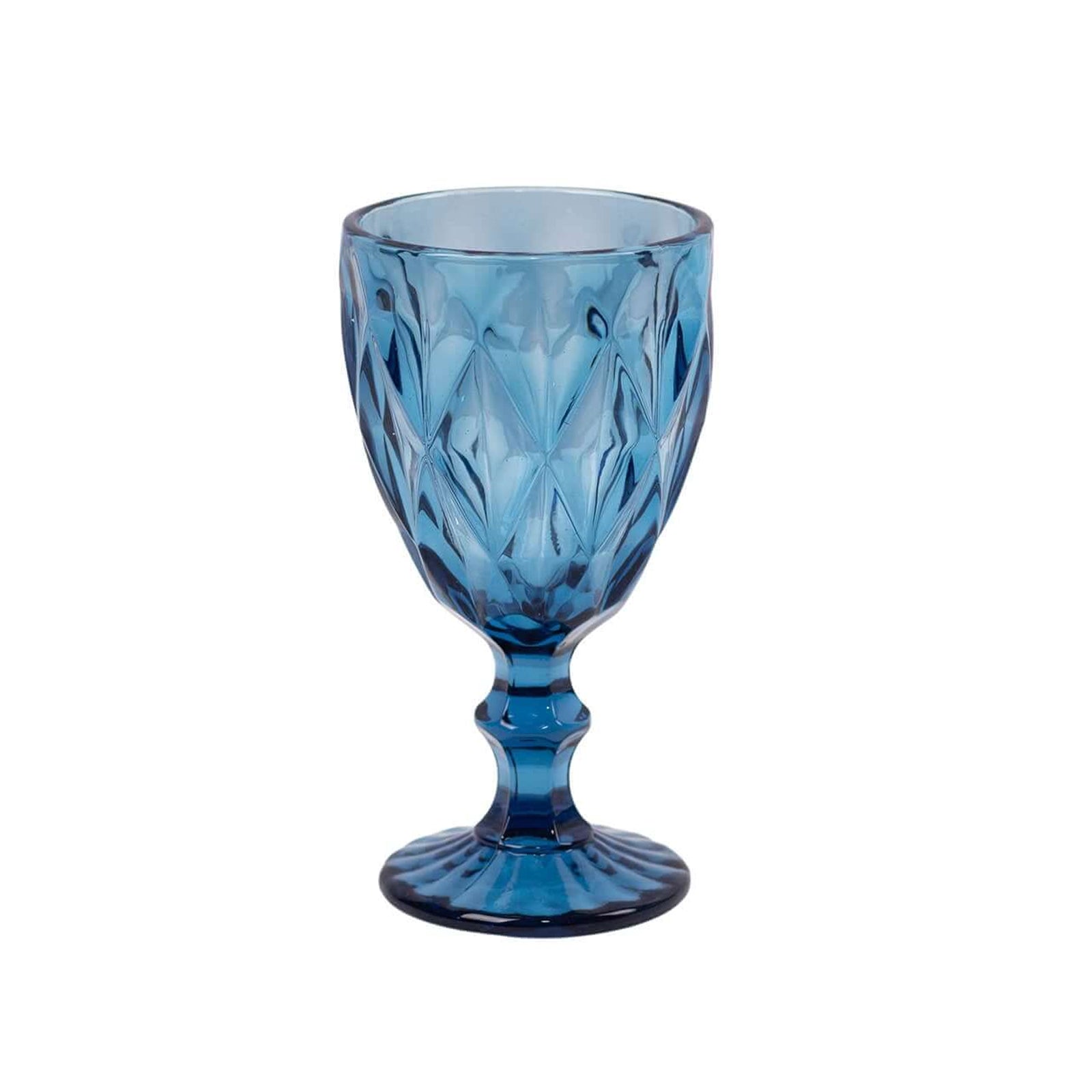 6-Pack Wine Glasses Ocean Blue Embossed Crystal Cut Design Stemmed - Colored Goblets for Parties & Events 12oz 7