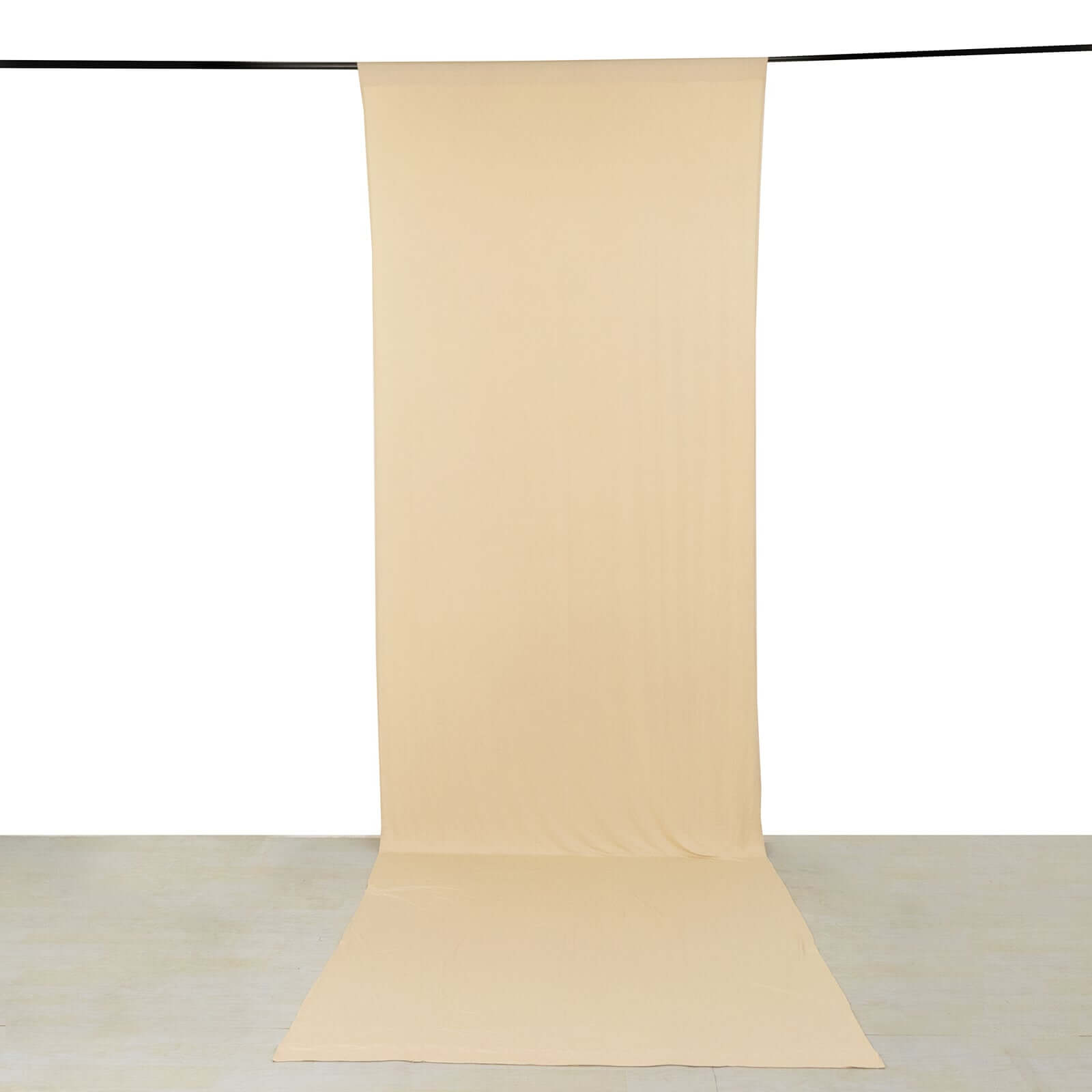 Beige 4-Way Stretch Spandex Event Curtain Drapes, Wrinkle Free Backdrop Event Panel with Rod Pockets - 5ftx16ft