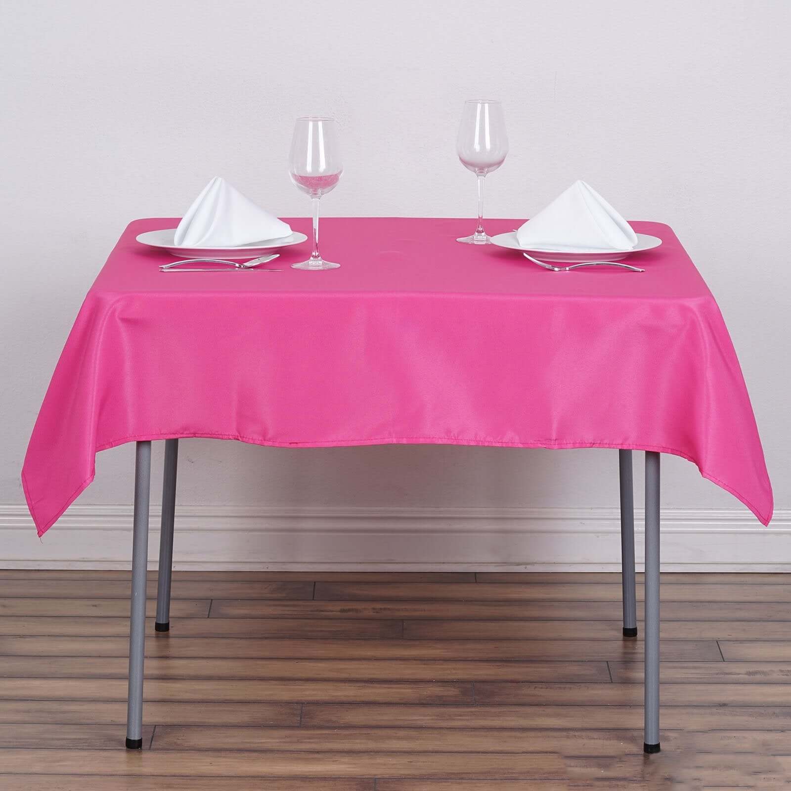 Polyester 54x54 Table Overlay Square Tablecloth Fuchsia - Wrinkle-Resistant & Durable Table Cover