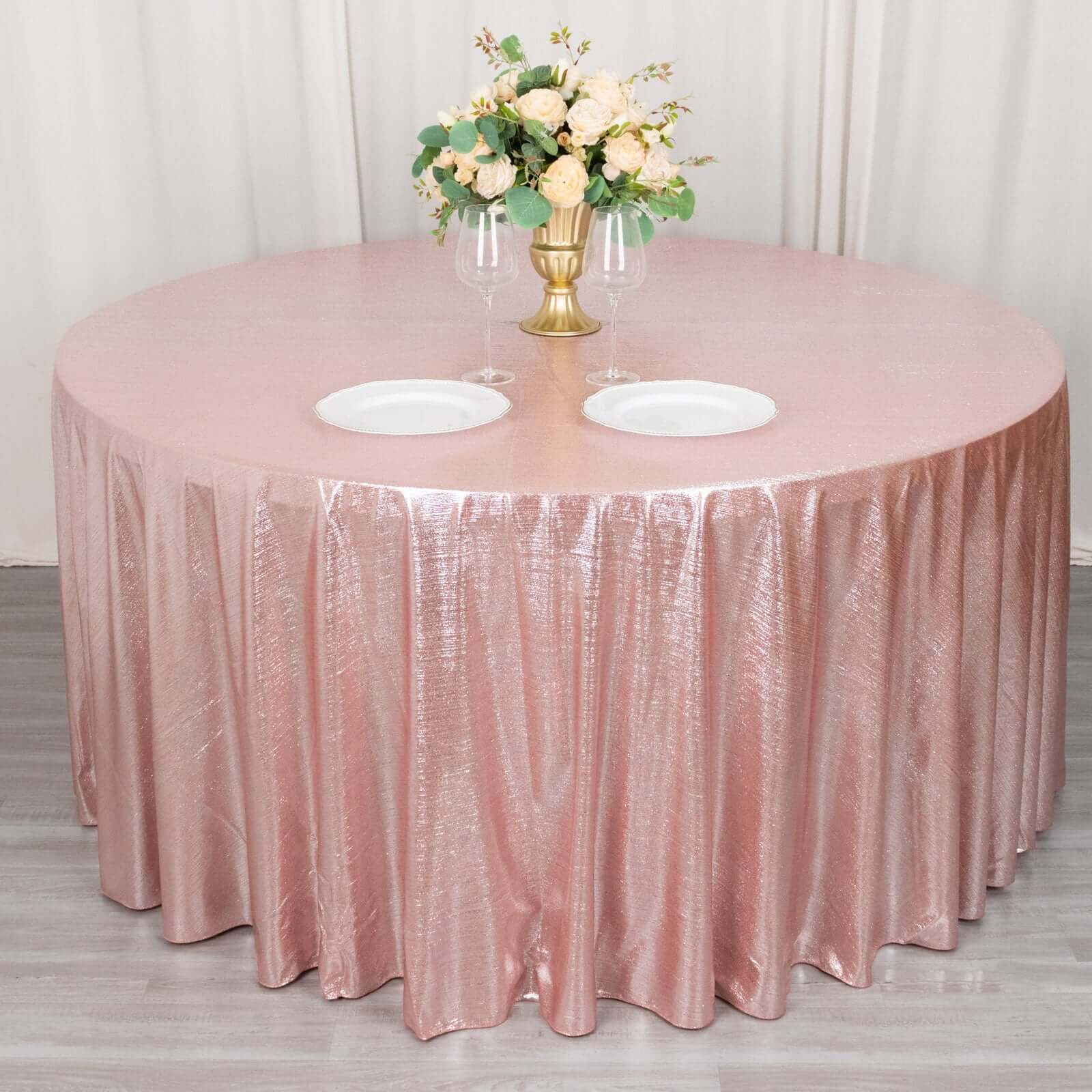 Sequin Dots Polyester Round 120 Tablecloth Rose Gold - Wrinkle Free & Sparkling Table Cover