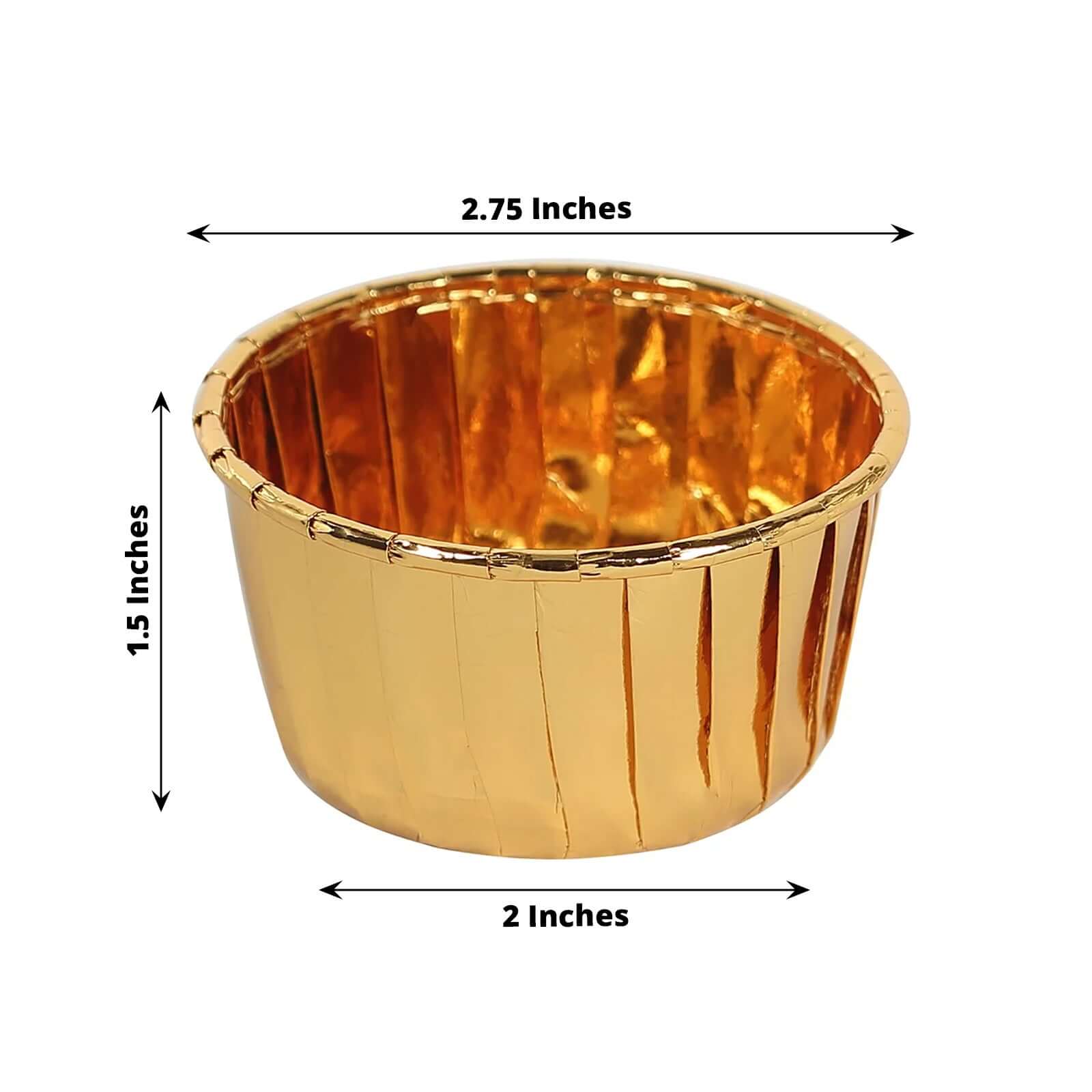 48-Pack Cupcake Liners Metallic Gold - Sturdy & Oil Proof Dessert Baking Muffin Cake Ramekin Cups 3oz