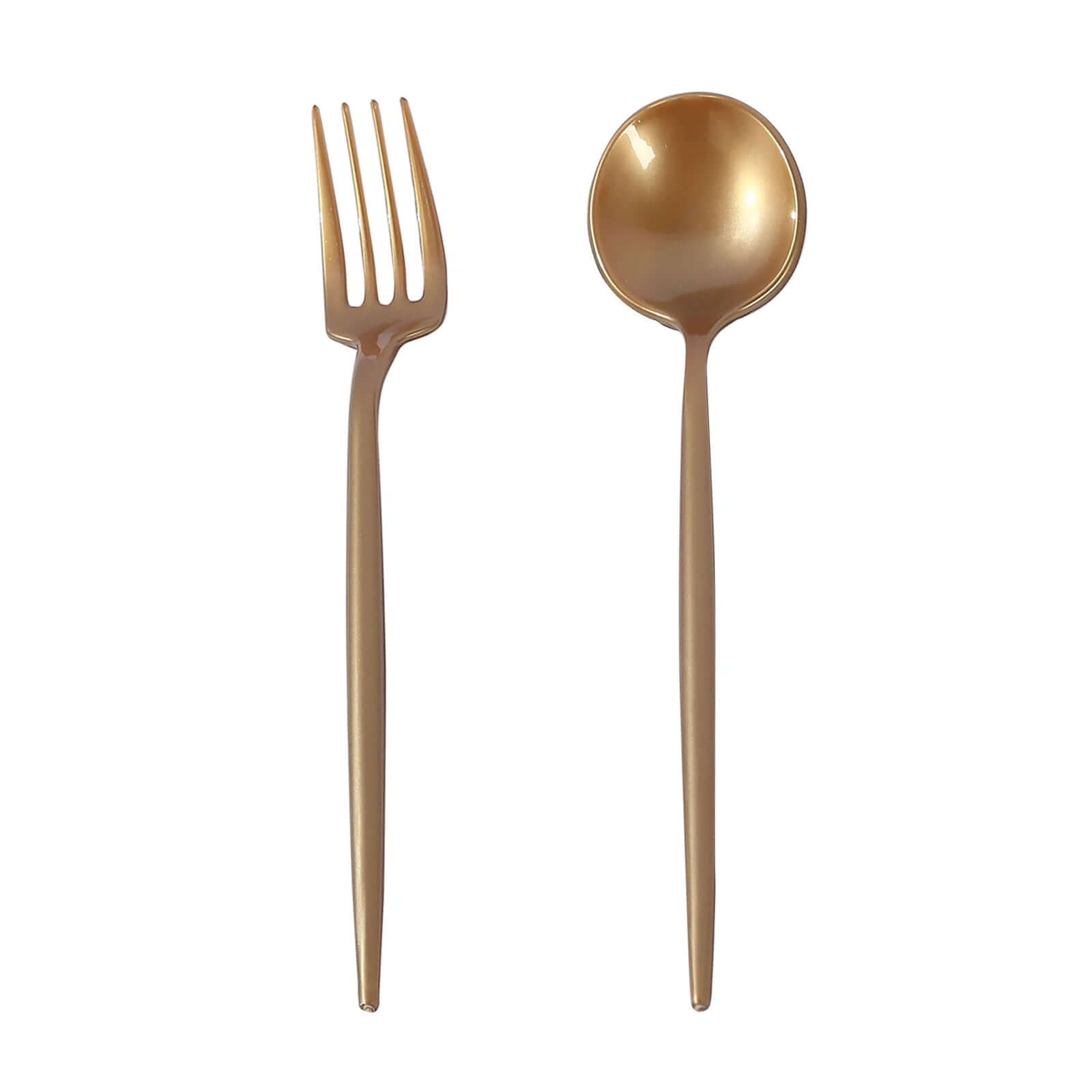 50-Pack Plastic Dessert Forks and Spoons with Gold Shiny Finish - Heavy Duty Disposable Silverware